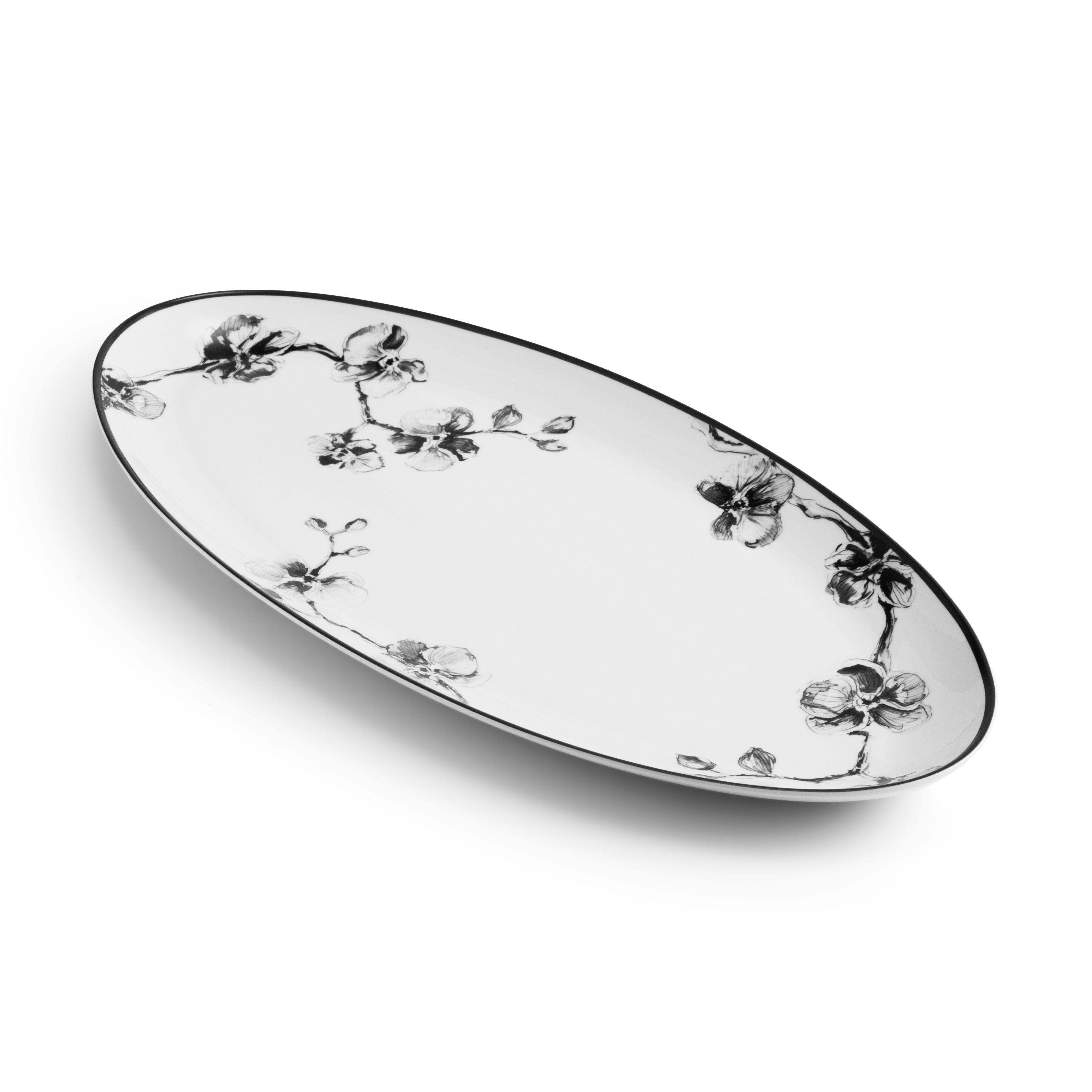 Elegant Black Orchid Serving Platter - Large Decorative Tray for Entertaining, Dining, and Home Decor - Perfect for Parties, Weddings, and Holiday Gatherings