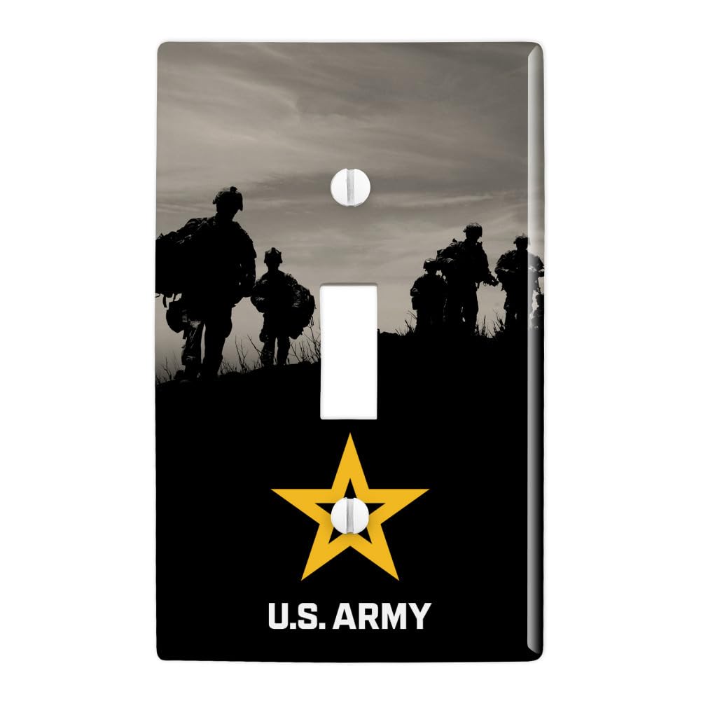 U.S. Army Logo Soldier Silhouette Plastic Wall Decor Light Switch Plate Cover - Military Themed Home Decor for Bedroom, Office & Man Cave