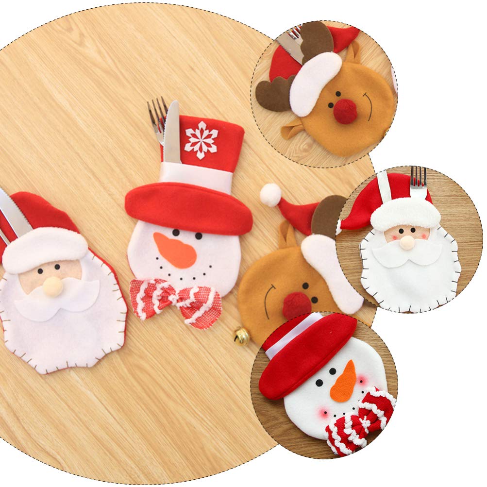6-Piece Christmas Snowman Elk Cutlery Set - Festive Holiday Tableware with Lollipop Pouch & Organizer Bag - Perfect for Christmas Dinner, Party Decor, and Kitchen Storage