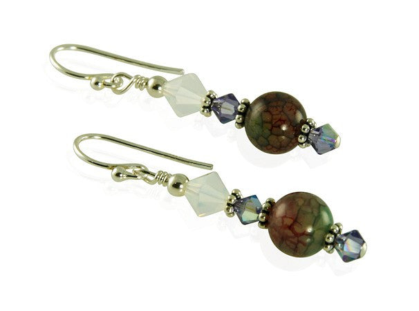 Exquisite Tanzanite Fire Agate Gemstone Earrings for Women | Handmade Sterling Silver Dangle Earrings | Perfect for Weddings, Parties & Special Occasions