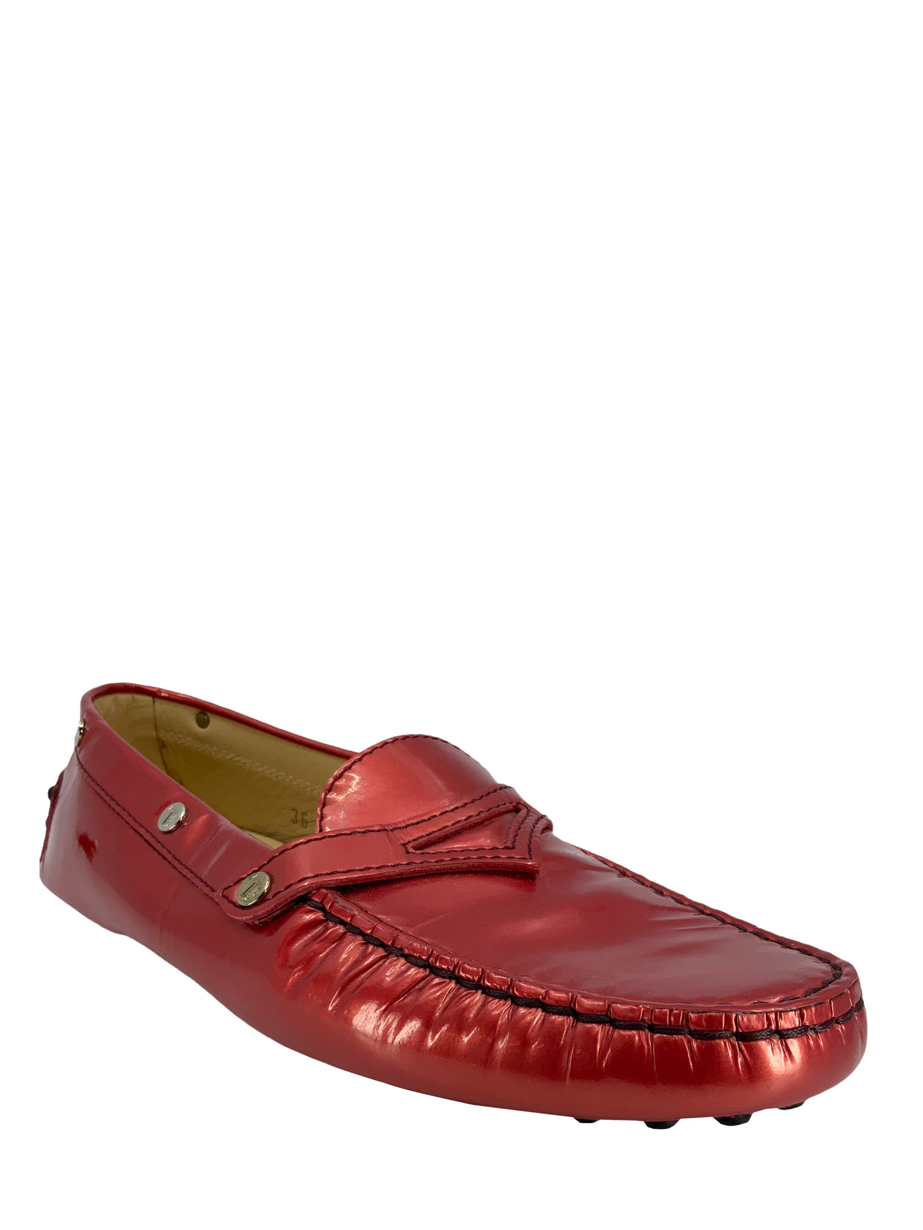TOD'S Gommino Patent Leather Loafers for Women - Size 6 US | Classic Italian Designer Slip-On Shoes with Rubber Pebble Sole | Perfect for Office, Business Meetings & Formal Occasions