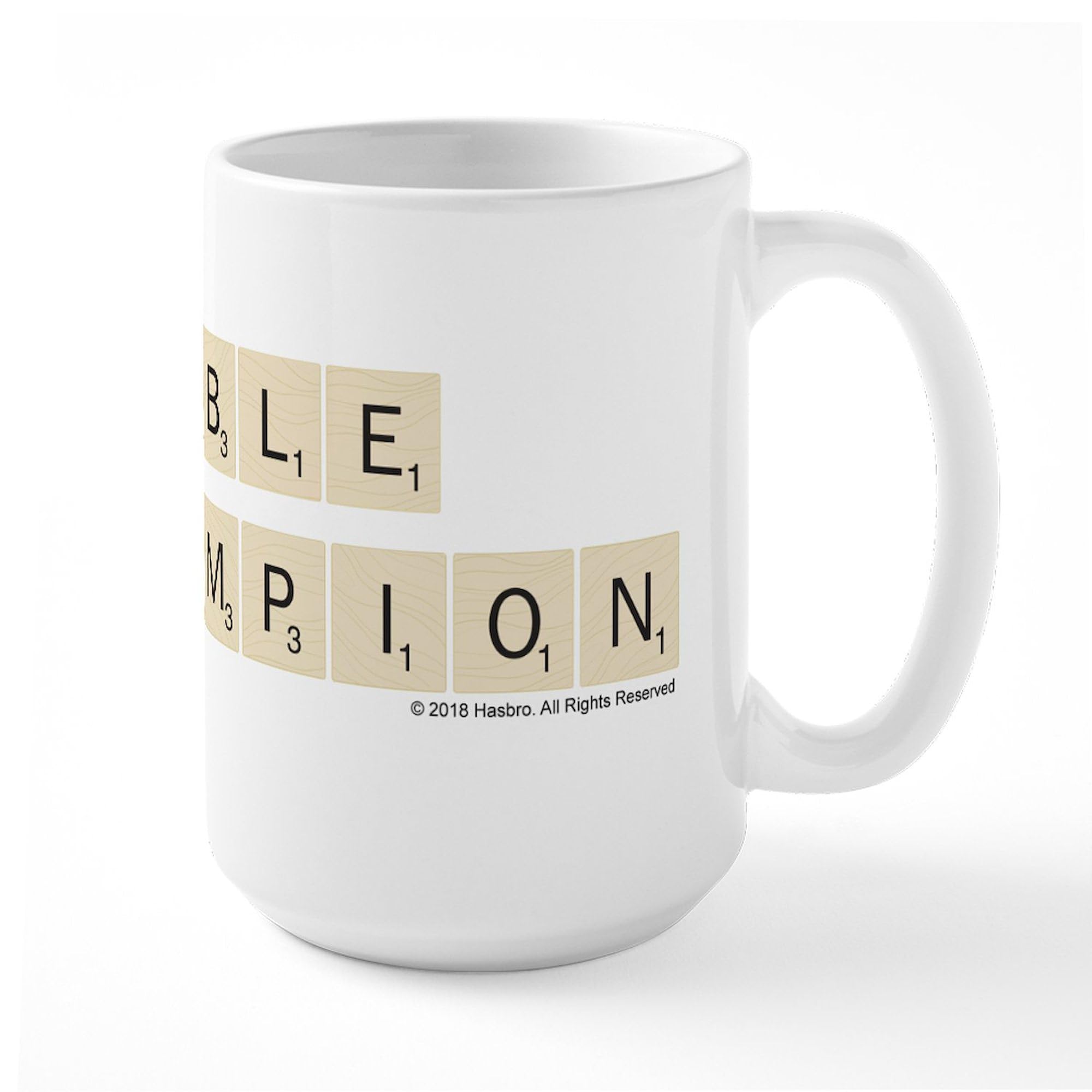Scrabble Champion 15 oz Ceramic Coffee Mug - Perfect for Coffee, Tea & Hot Drinks - Great Gift for Board Game Lovers & Word Puzzle Enthusiasts - Ideal for Home, Office or Game Nights