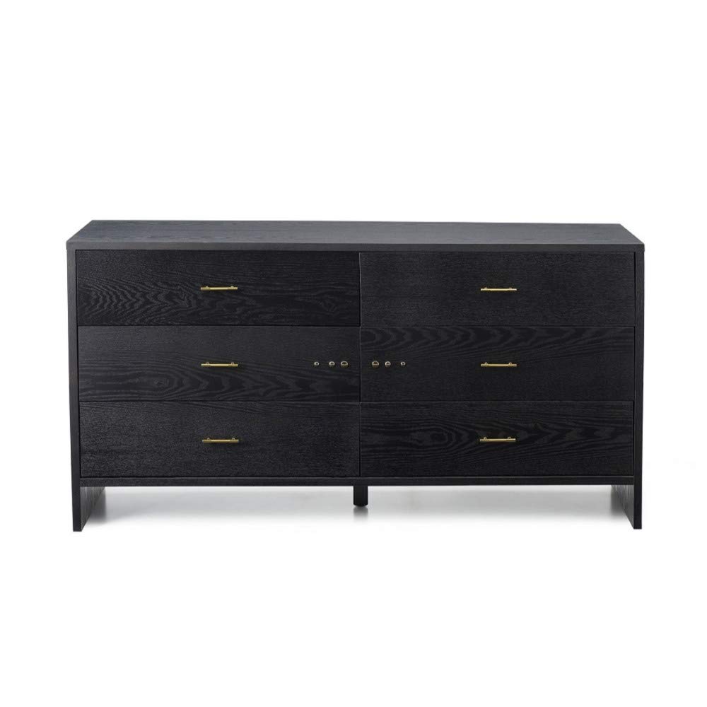 Benjara Benzara 6-Drawer Wooden Dresser with Metal Handles - Gray Finish for Bedroom, Living Room & Office Storage