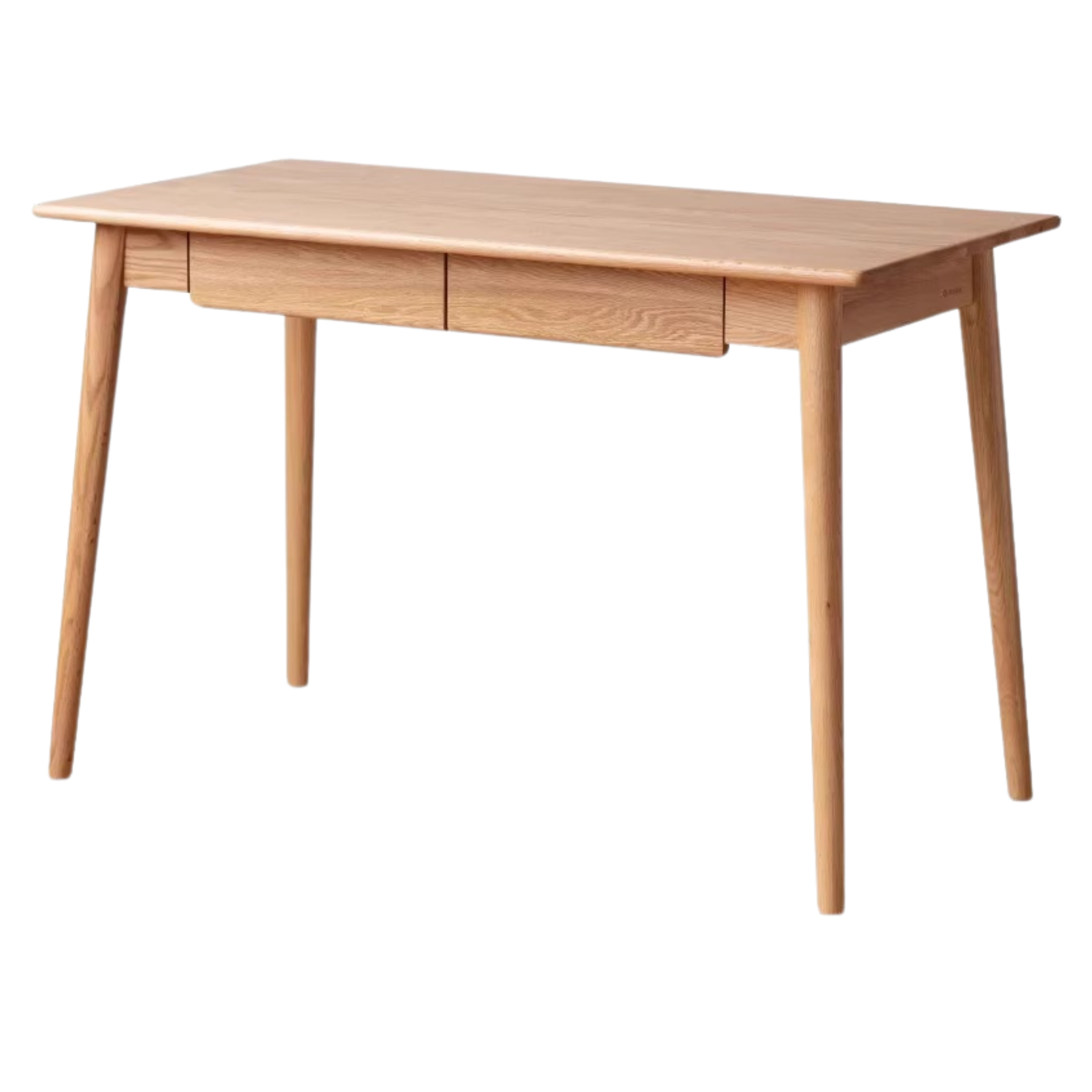 Solid Oak Wood Office Desk with Spindle-Shaped Slanted Legs - Modern Home Office Furniture for Work & Study