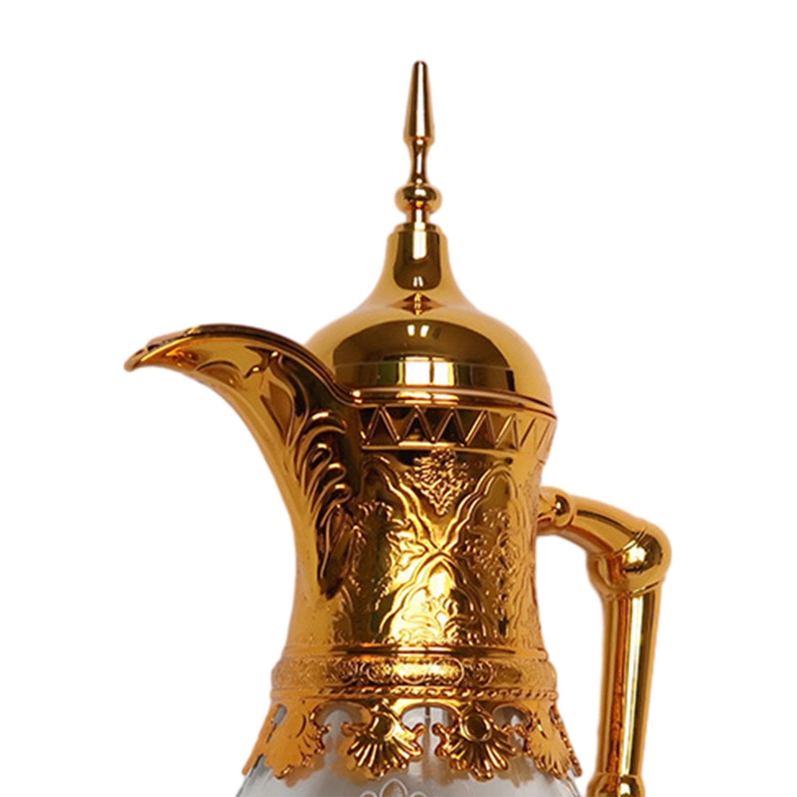 Premium 6L Stainless Steel Arabic Coffee Pot with Thermal Insulation - Elegant Gold Design for Serving Traditional Turkish/Gulf Coffee - Perfect for Home Entertaining, Cafes & Middle Eastern Gatherings