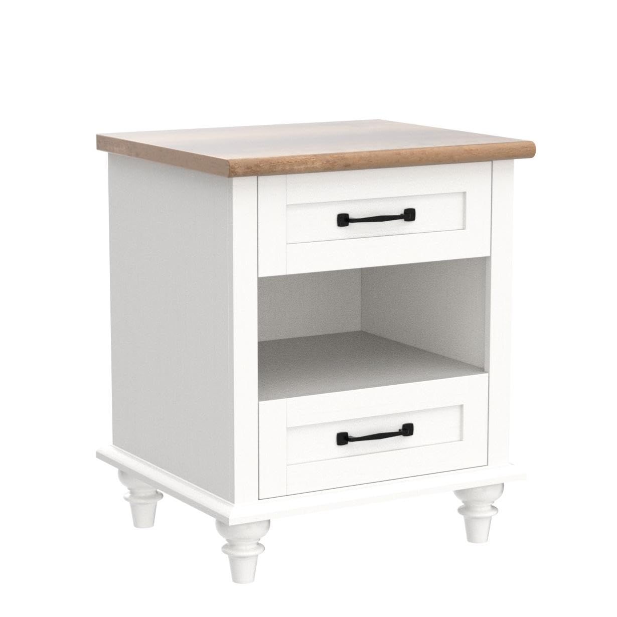 WAMPAT Set of 2 White Nightstands with USB Charging Station & 2 Drawers - Mid Century Modern Bedside Tables for Bedroom, Living Room & Dorm - Perfect for Phone Charging, Storage & Home Decor