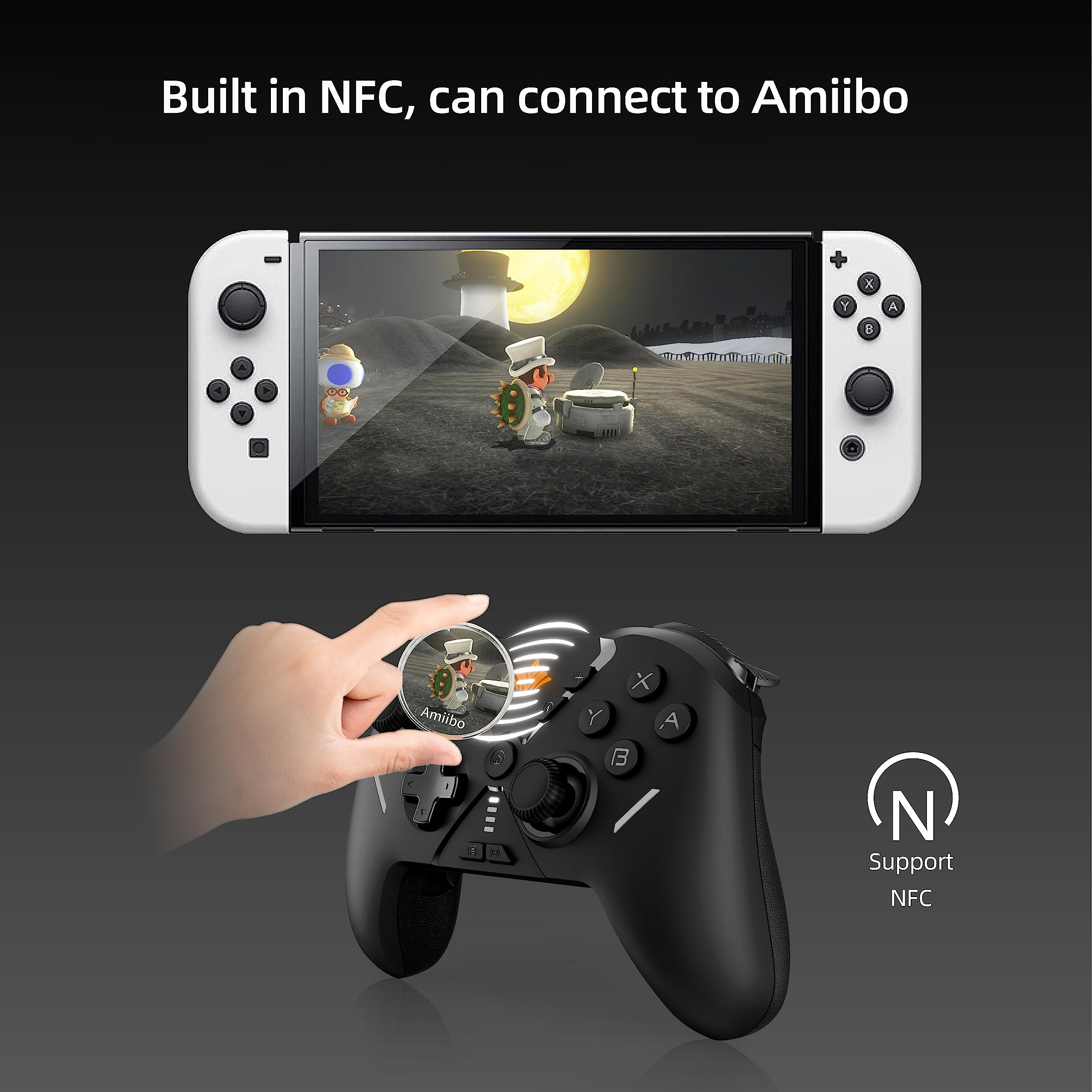 MOGEMYTH Wireless Switch Controller with Dual Vibration & 6-Axis Gyro - Bluetooth Gamepad for Nintendo Switch, iPhone, Android, PC (Windows 7/8/10/11) - Perfect for Gaming, Streaming & Multiplayer Sessions