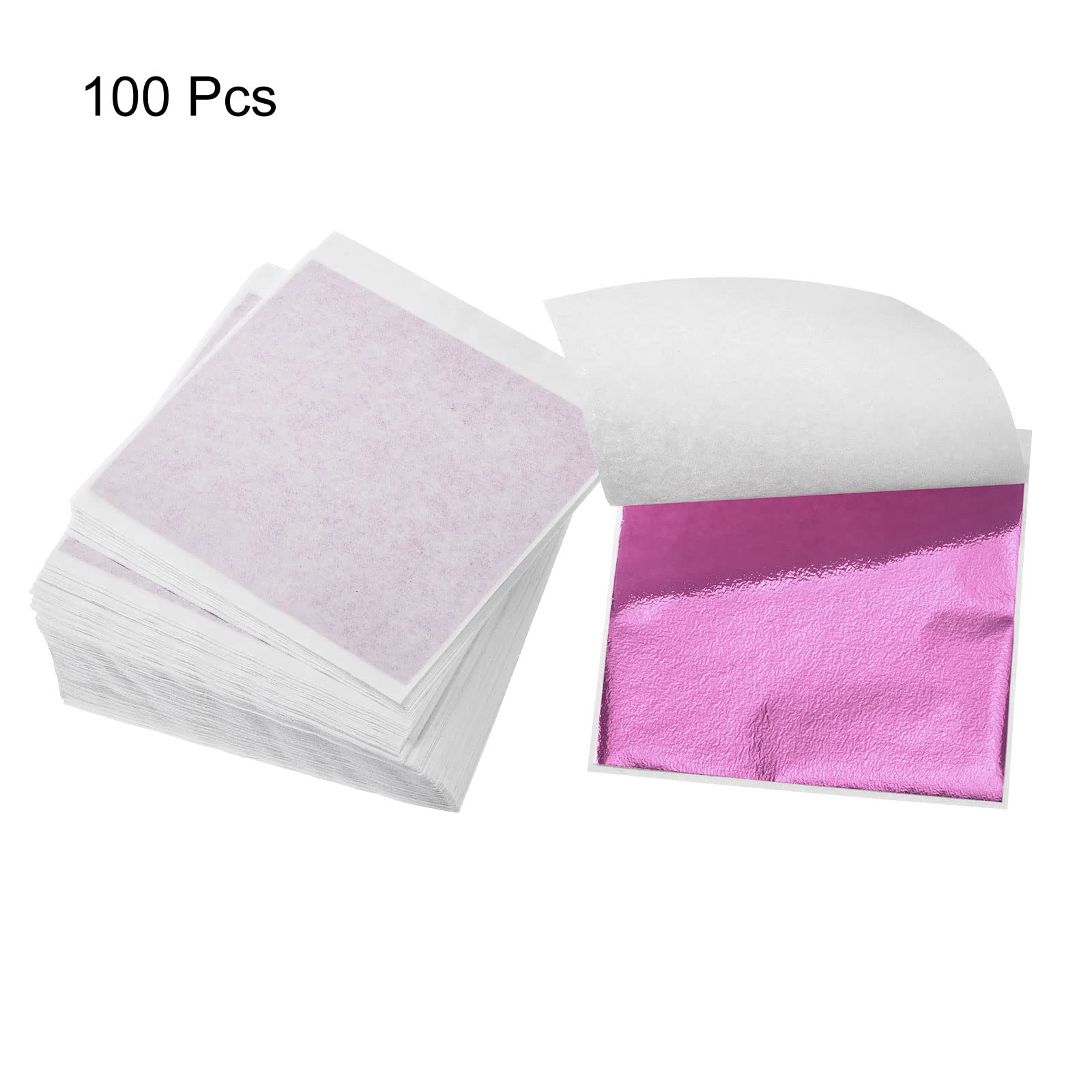 Premium Gold Leaf Foil Sheets - 100 Pack Pink Metallic Leaf Paper 3.3