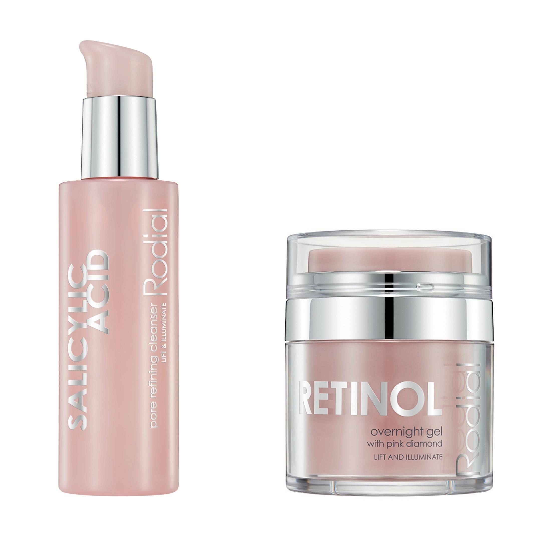 Rodial Salicylic Acid Gel Cleanser 145ml - Pink Diamond Infused Face Wash with Retinol for Overnight Acne Treatment | Gentle Exfoliating Facial Cleanser for Sensitive Skin | Perfect for Nighttime Skincare Routine & Blemish Control