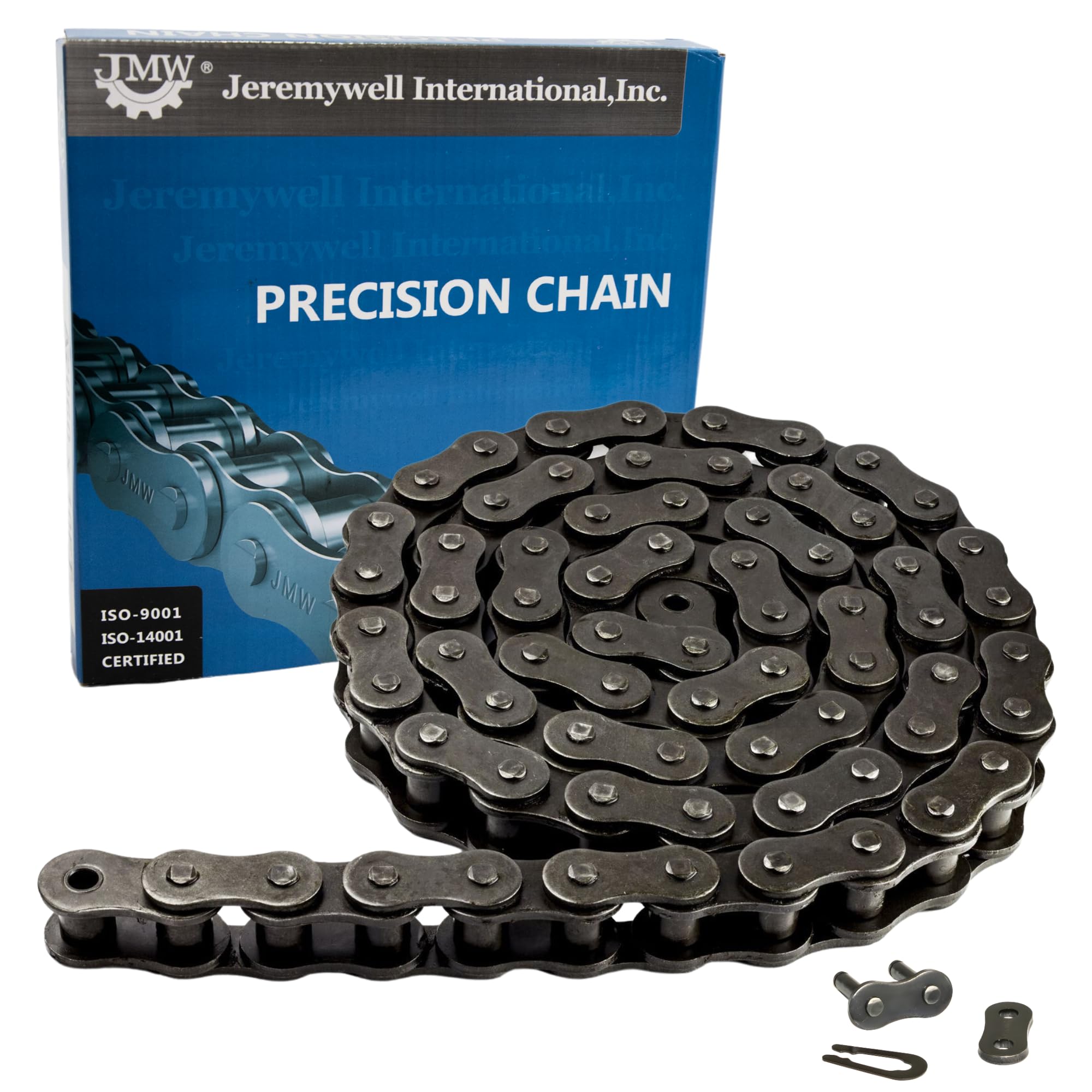 Jeremywell 160 Roller Chain 10 Feet with 1 Connecting Link - Heavy Duty Industrial Chain for Bikes, Machinery & Agricultural Equipment - Perfect for Power Transmission, Conveyor Systems & DIY Projects