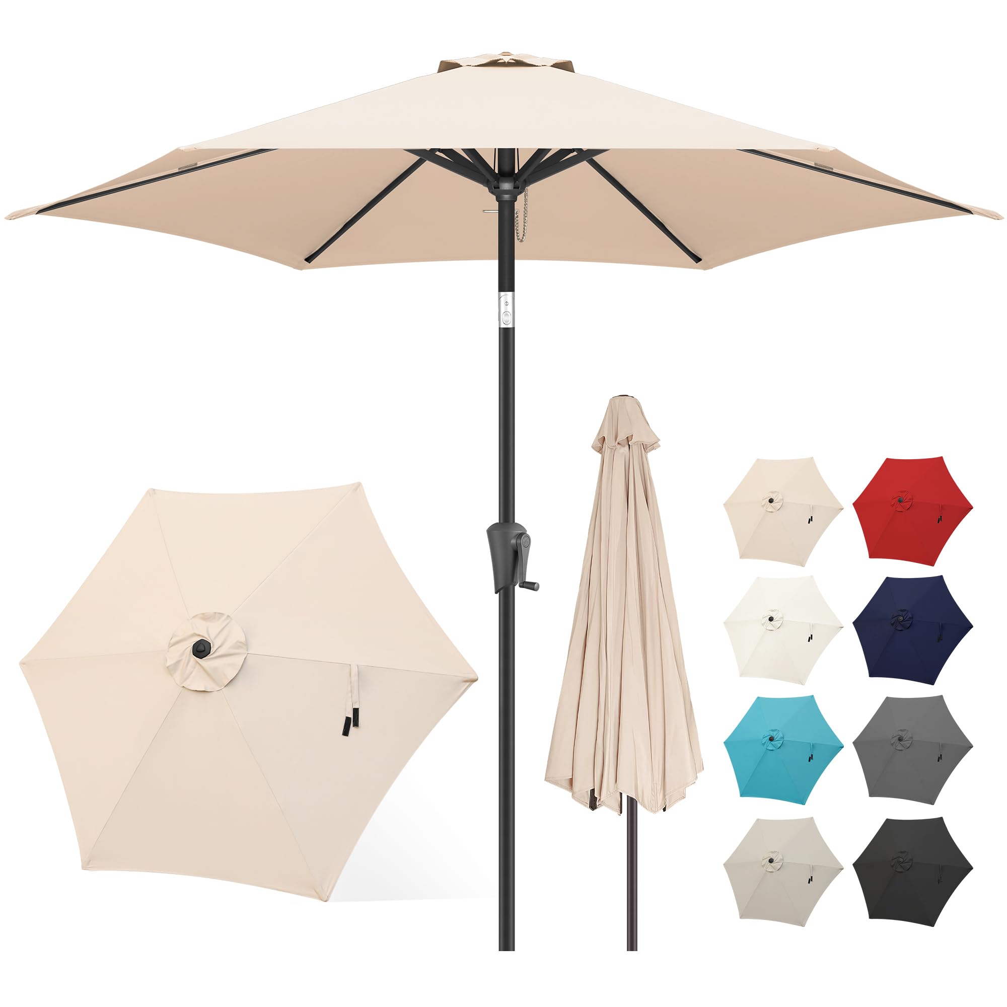 7.5ft Outdoor Patio Umbrella with Tilt & Crank - UV Protection for Garden, Pool & Beach