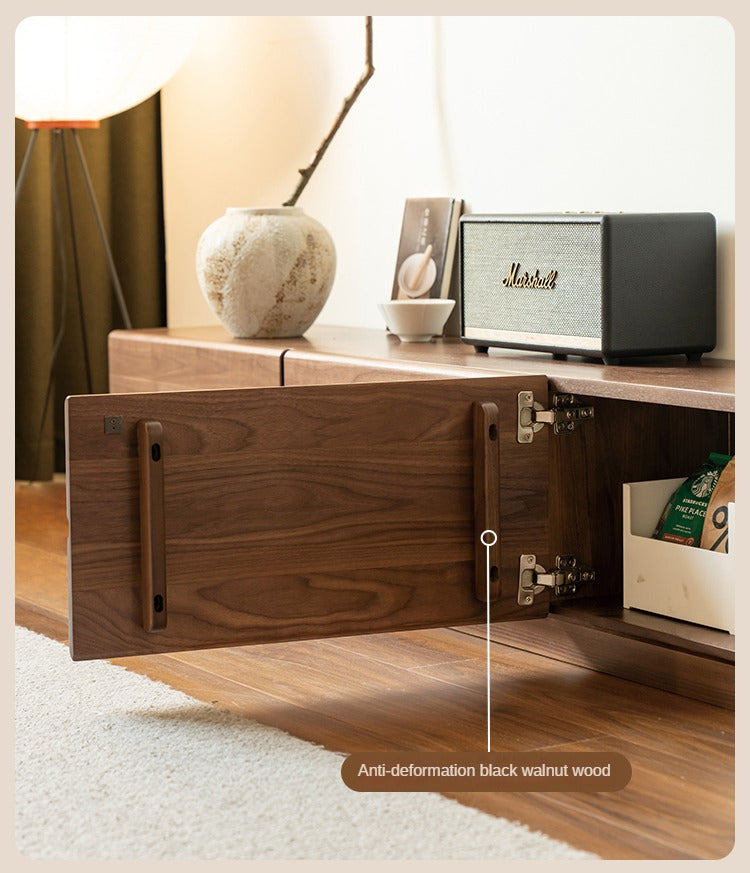 Solid Oak & Black Walnut Wood TV Stand - Rustic Modern Entertainment Center for Living Room, Home Theater & Media Storage