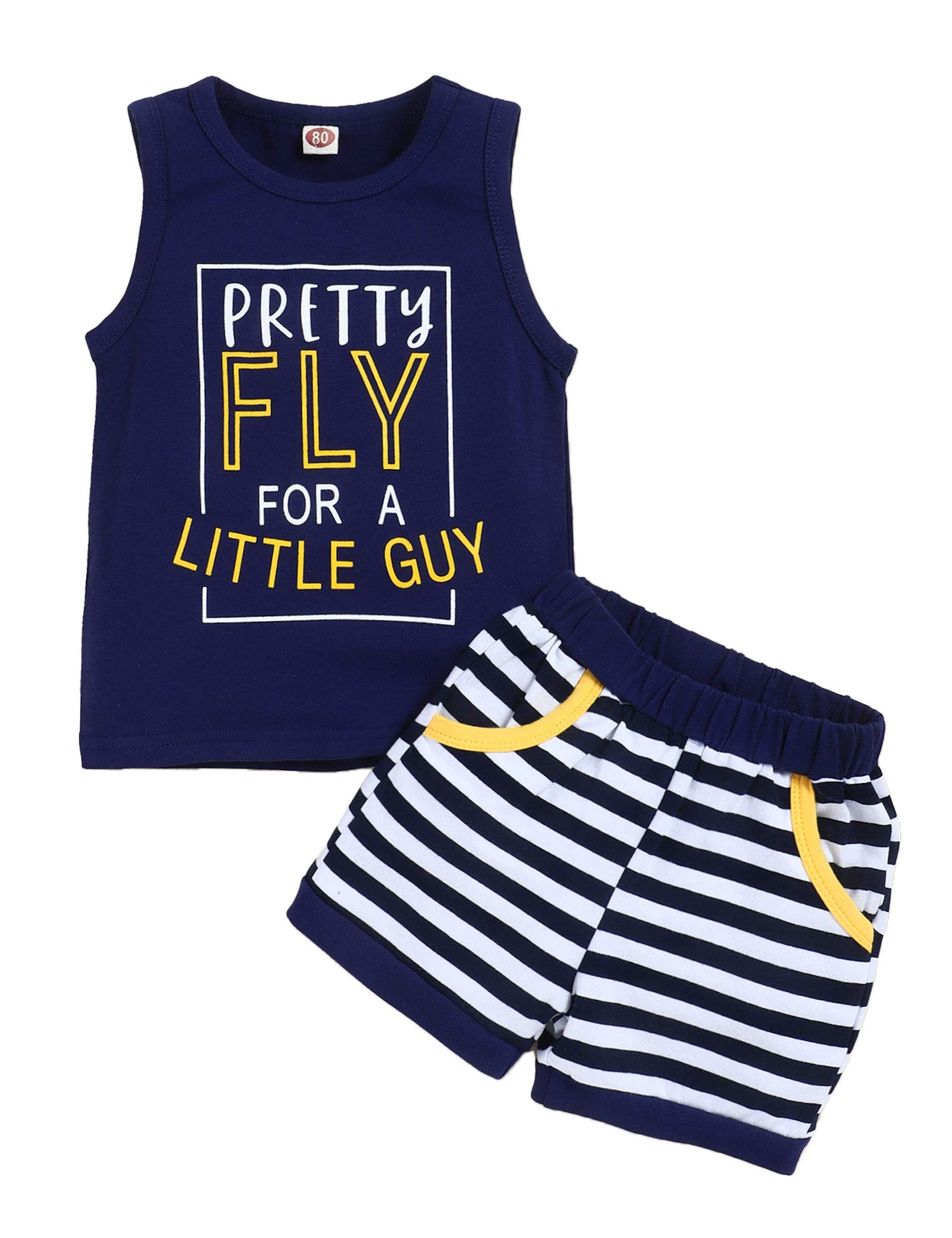 Crazyme Toddler Baby Boy Clothes Set - Sleeveless Striped Top & Shorts Outfit for Summer | Playtime, Beach & Casual Wear