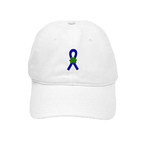 White - Blue Shamrock Ribbon Cap