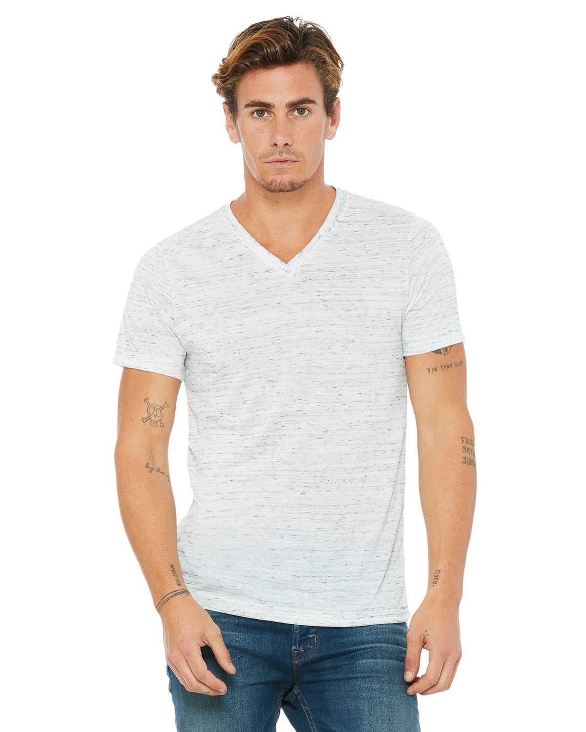 Bella + Canvas 3655C Unisex Soft Textured Jersey V-Neck T-Shirt - Comfortable Casual Tee for Men & Women - Perfect for Everyday Wear, Gym, and Layering