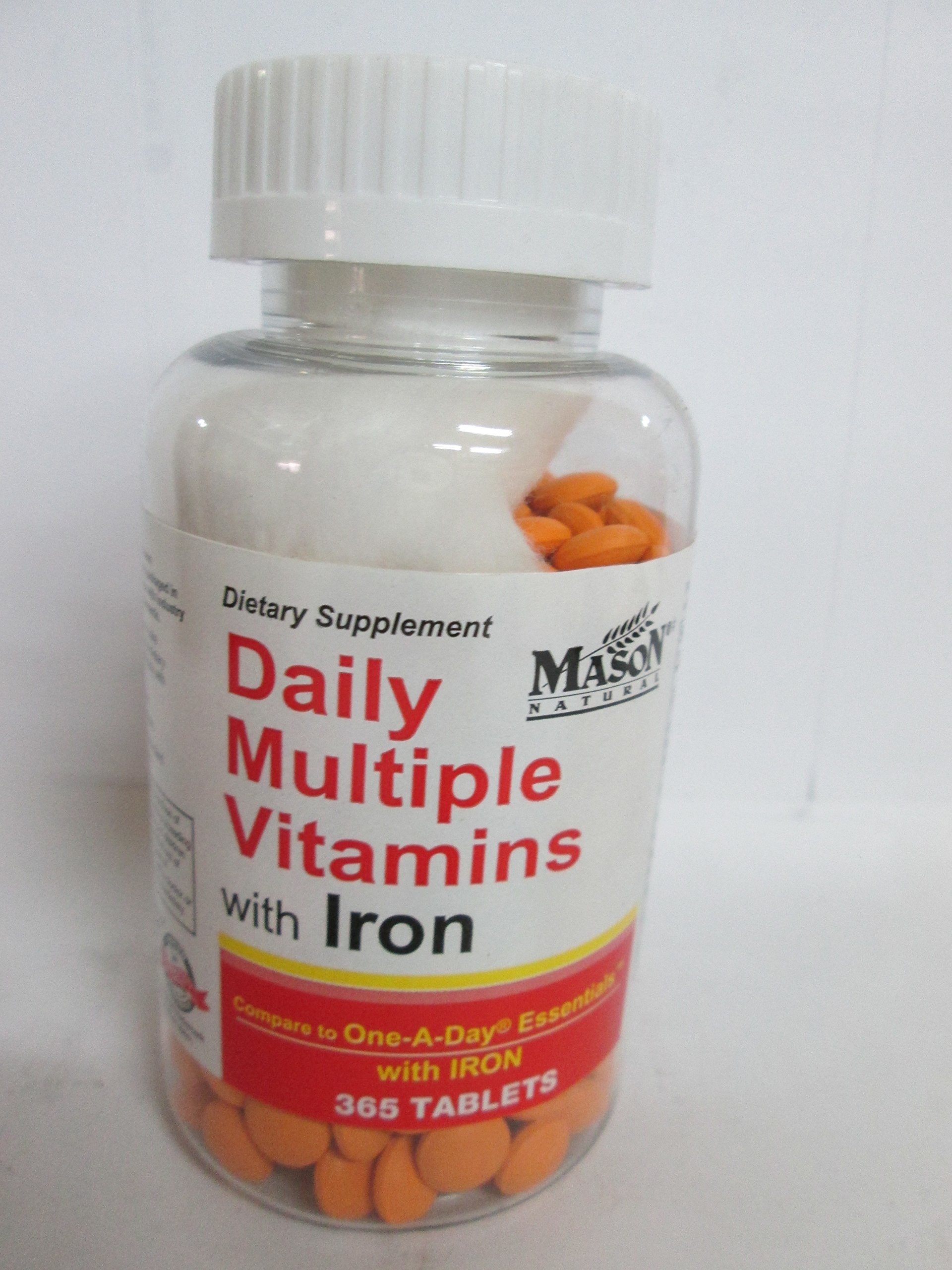 Mason Vitamins Mason Daily Multiple Vitamins With Iron Tablets - Essential Multivitamin Supplement for Adults, Energy & Immune Support - Perfect for Daily Wellness & Active Lifestyle
