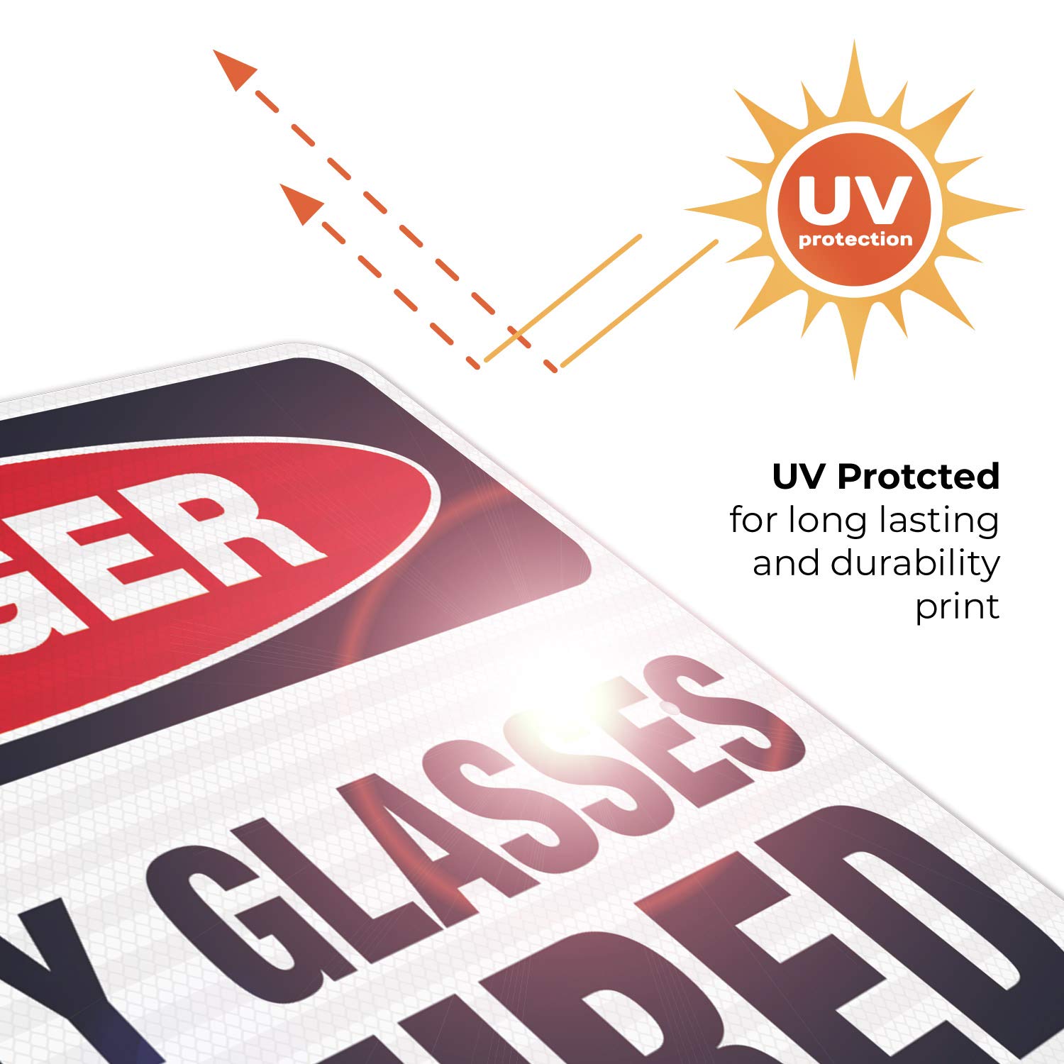 Danger Safety Glasses Required Sign - OSHA Compliant 24x30 Inches Reflective Aluminum Sign | 3M EGP .080 Thick, Fade Resistant for Indoor/Outdoor Use | Made in USA | Perfect for Construction Sites, Factories & Hazardous Work Areas
