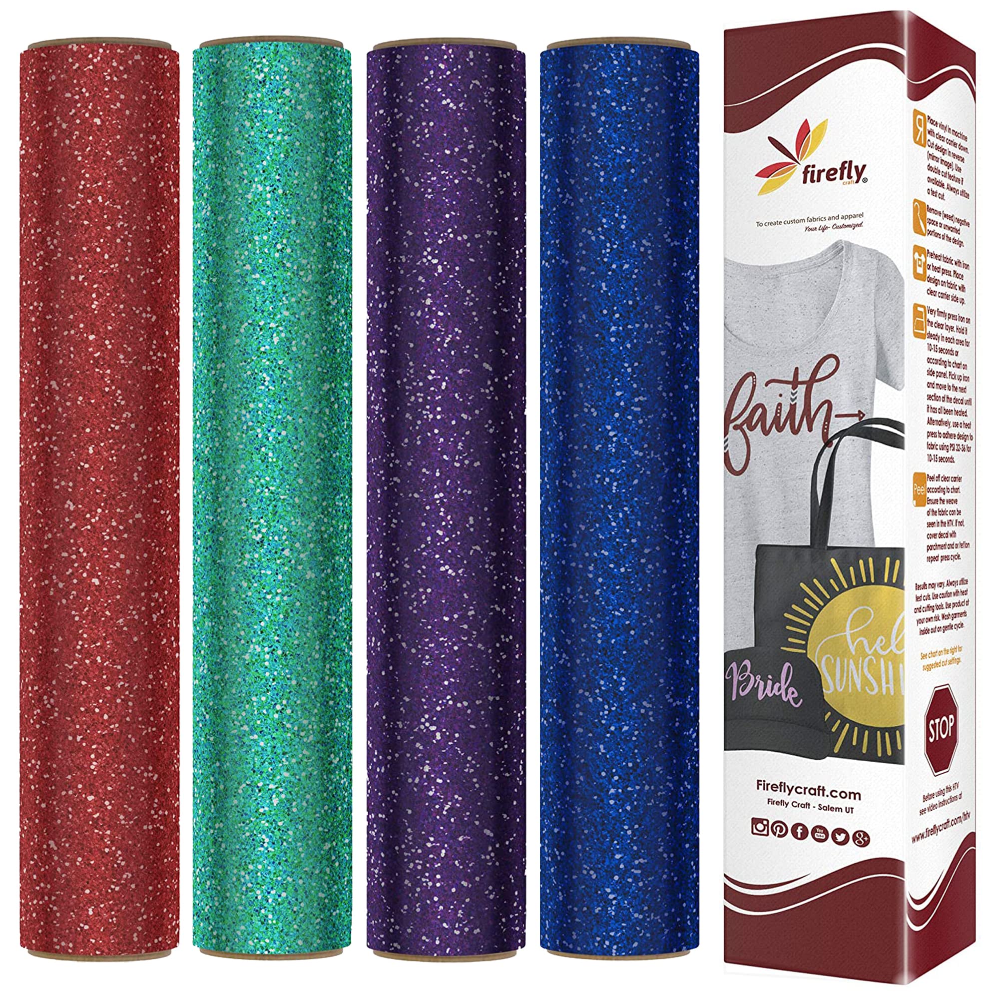 Firefly Craft Glitter Heat Transfer Vinyl - 4 Pack (12