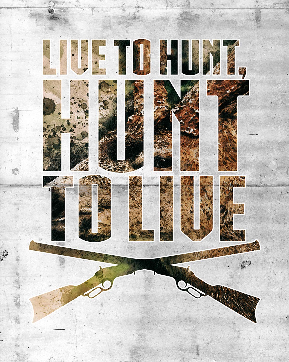 Live To Hunt, Hunt To Live - Gray Background Wall Art Print - 11x14 Unframed Hunting Decor for Cabin, Man Cave & Outdoor Enthusiasts - Premium Photo Paper Artwork