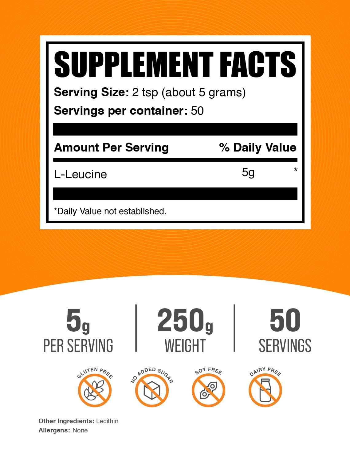 BulkSupplements.com Pure L-Leucine Powder 5000mg per Serving - Unflavored Gluten-Free BCAA Amino Acid Supplement for Muscle Recovery & Workout Performance - 250g (8.8 oz) for Athletes, Bodybuilders & Fitness Enthusiasts