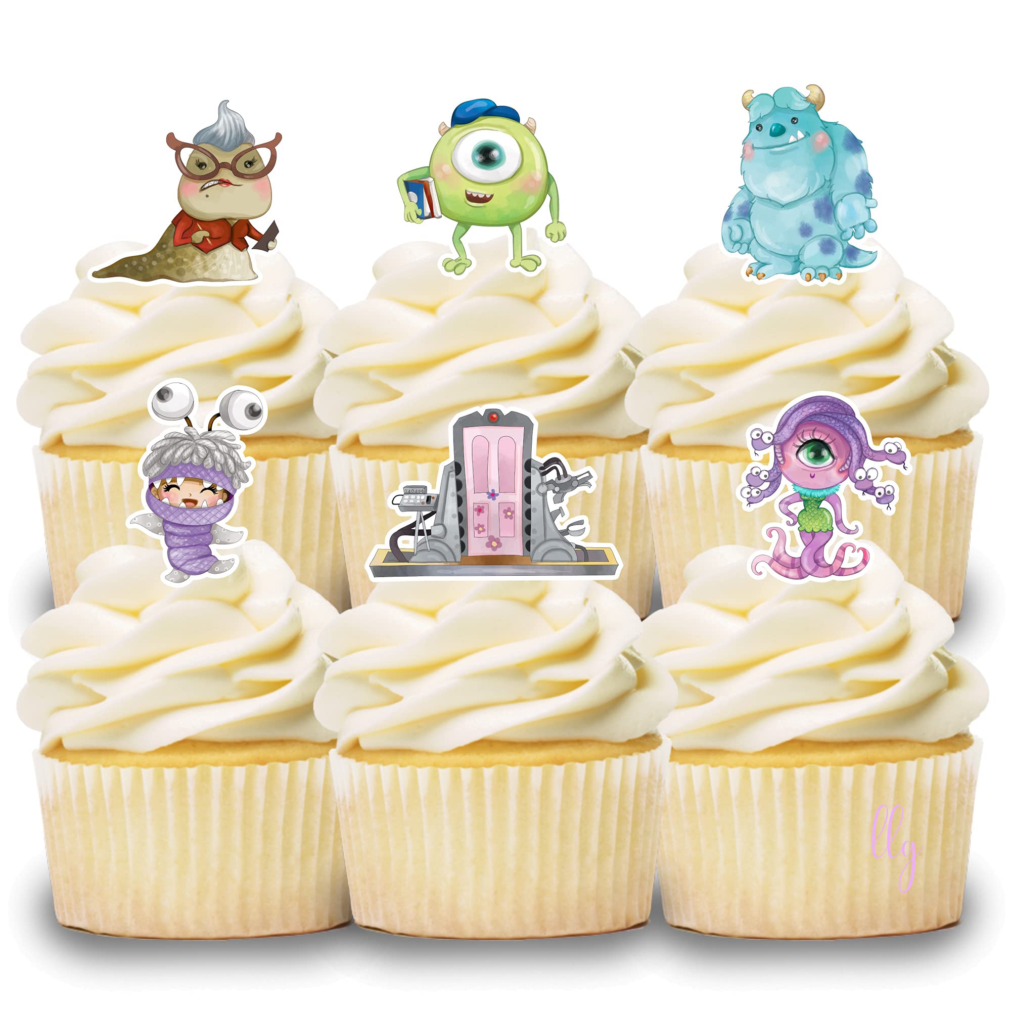 24 Monsters Inc Cupcake Toppers - Fun Cake Decorations for Birthday Parties & Baby Showers - Perfect Party Supplies for Disney Themed Celebrations