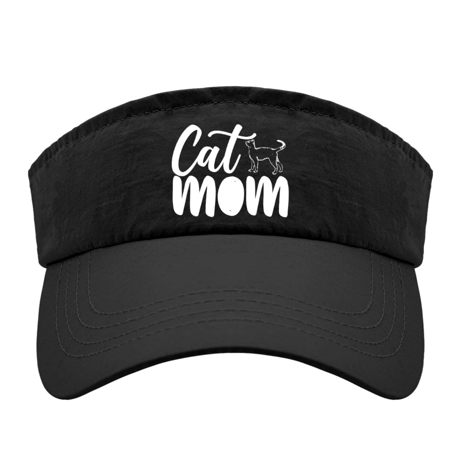 Women's Cat Mom Sun Visor Hat - Foldable Golf Visor for Teens & Adults - UV Protection Outdoor Sports Accessory for Running, Driving, Beach & Travel