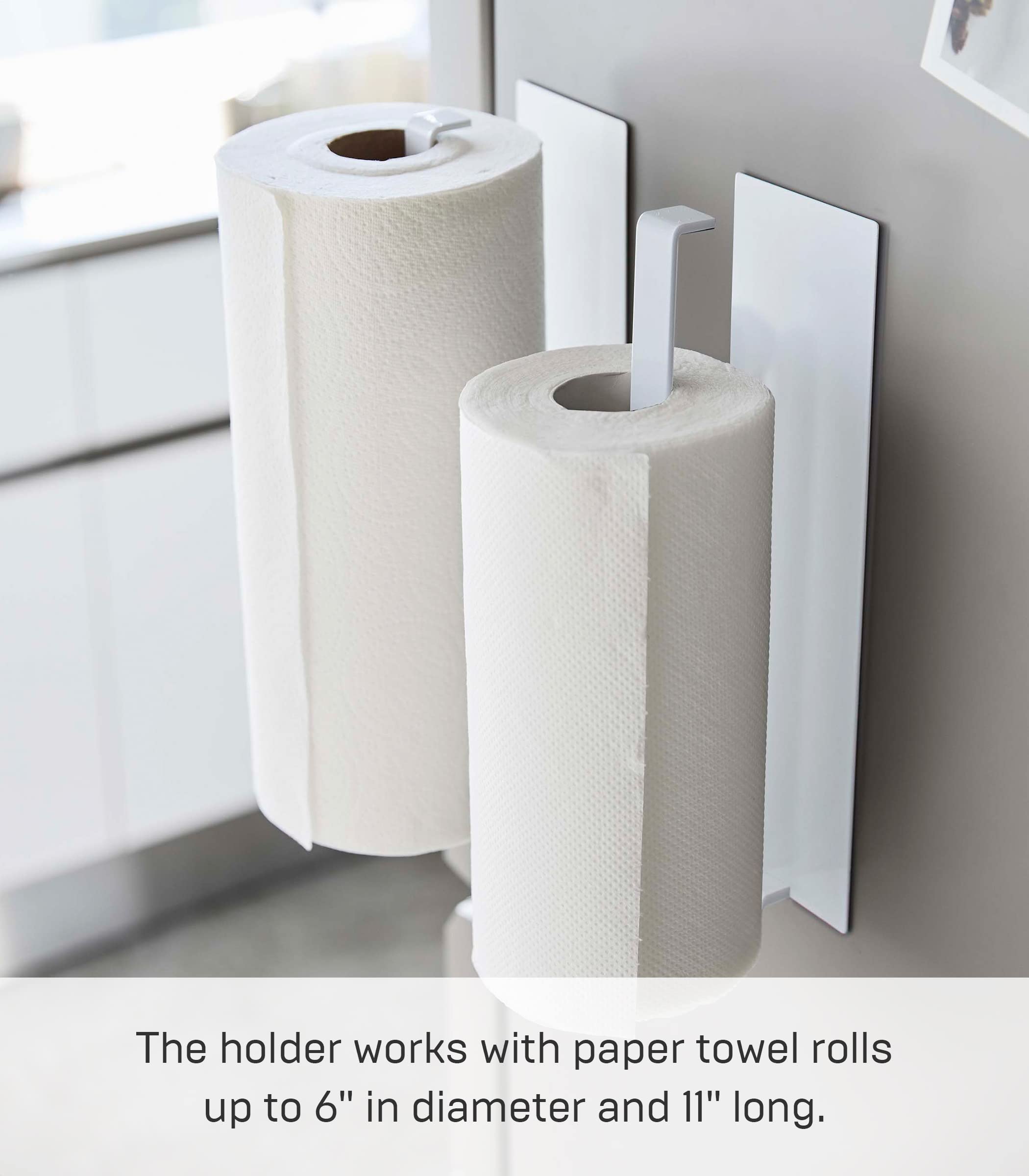 Yamazaki Home Magnetic Paper Towel Holder - Stainless Steel Kitchen Roll Dispenser with Vertical & Horizontal Mounting Options | Space-Saving Organizer for Kitchen Countertops, Pantries & Small Spaces