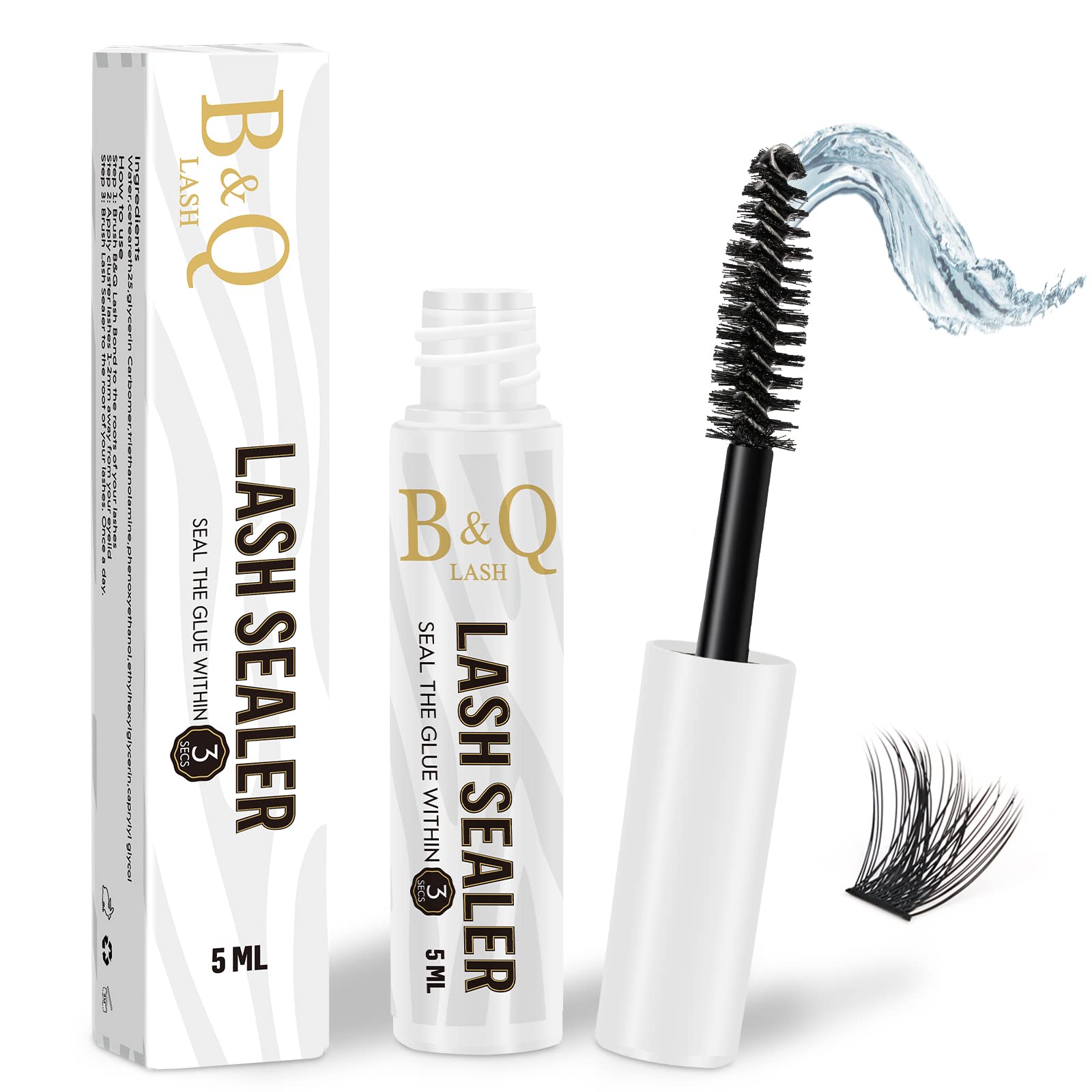 B&Q Clear Lash Sealant 5ML - Long-Lasting Mascara & Lash Extension Sealer for Cluster Lashes | Overnight Lash Treatment for Healthy, Extended Wear | Perfect for Daily Use, Special Occasions & Professional Lash Artists