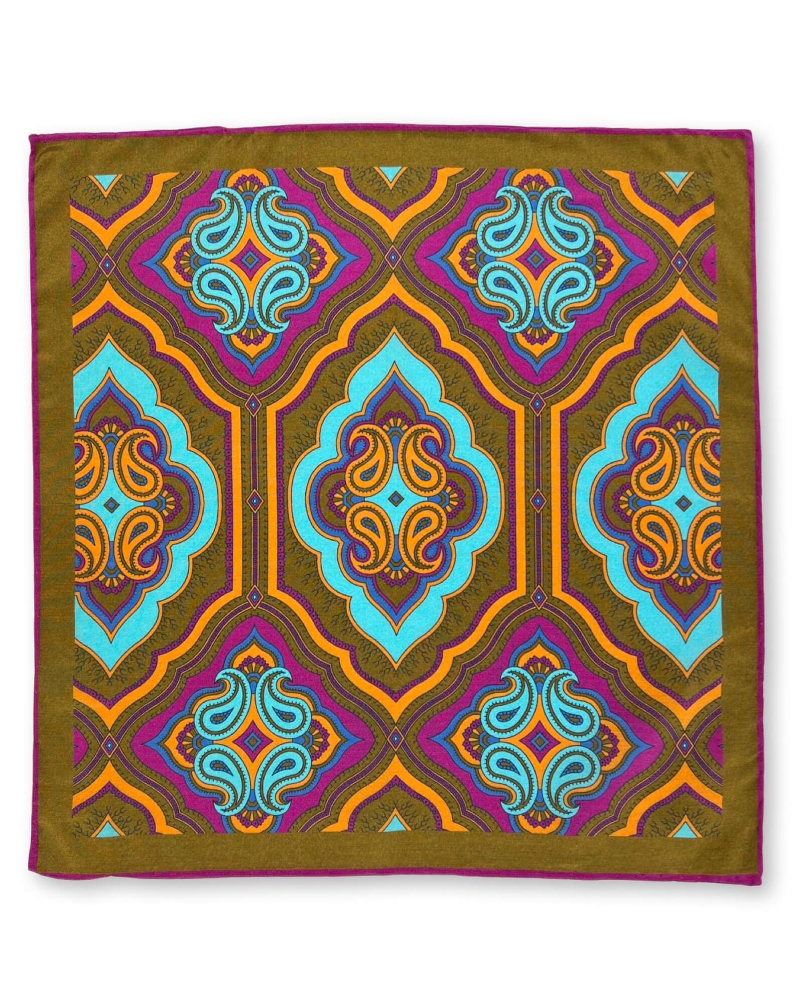 DÉCLIC Cloister Pattern Pocket Square in Copper - Elegant Men's Fashion Accessory for Weddings, Business Meetings & Formal Events
