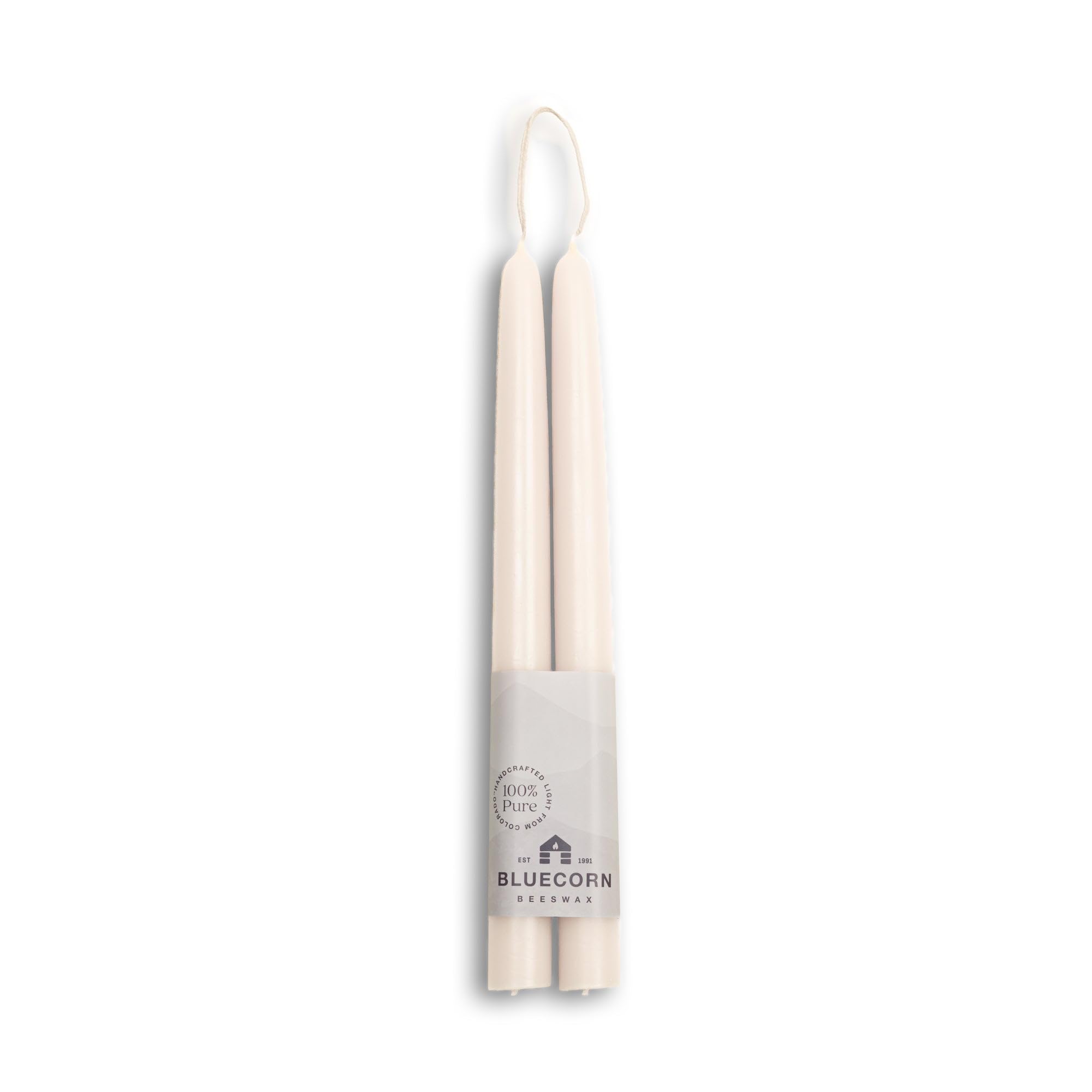 Bluecorn 100% Pure Beeswax Taper Candles - 10 Inch Unscented Pair for Dining & Decor