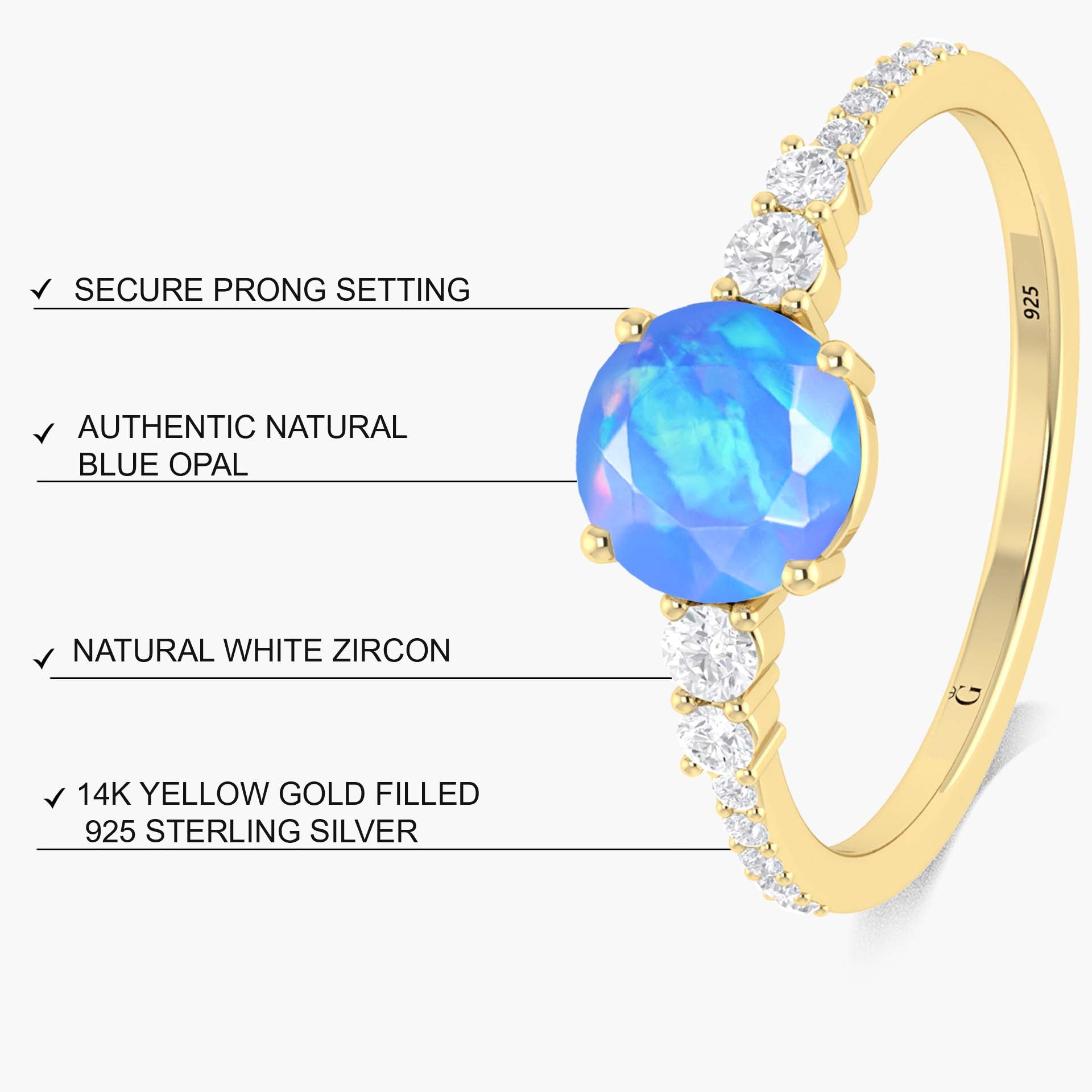 Stunning Blue Ethiopian Opal Engagement Ring - Round Fire Opal Wedding Band for Women - Perfect for Proposals, Anniversaries & Special Occasions