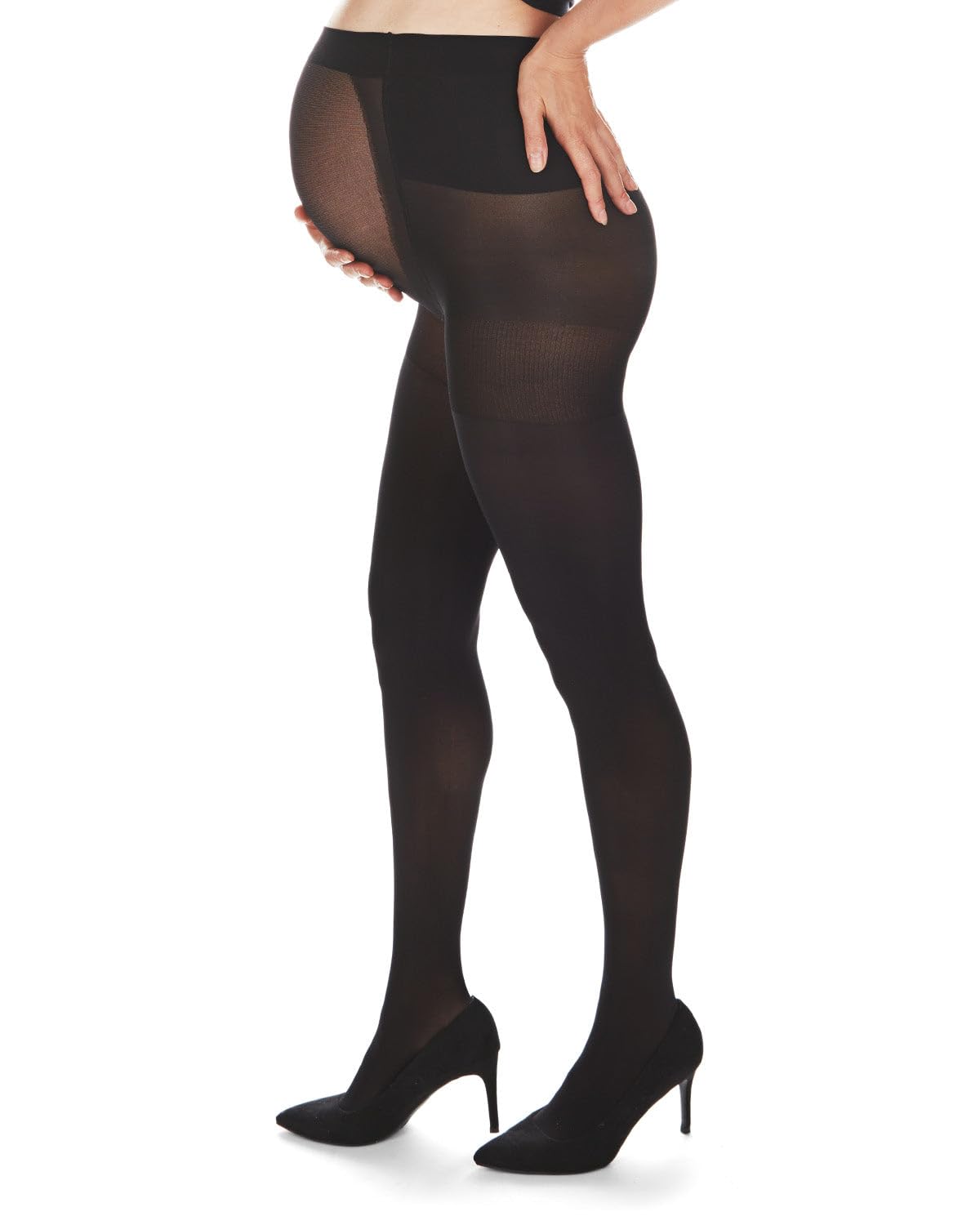 MeMoi Women's Microfiber 60 Denier Opaque Maternity Tights - Soft Stretchy Pregnancy Leggings for Comfort & Support - Perfect for Work, Yoga & Everyday Wear