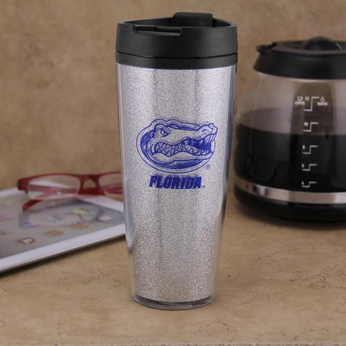 Florida Gators Glitter Insulated Travel Tumbler - 20oz Stainless Steel Water Bottle with Lid & Straw - Perfect for Gameday, Gym & Outdoor Activities