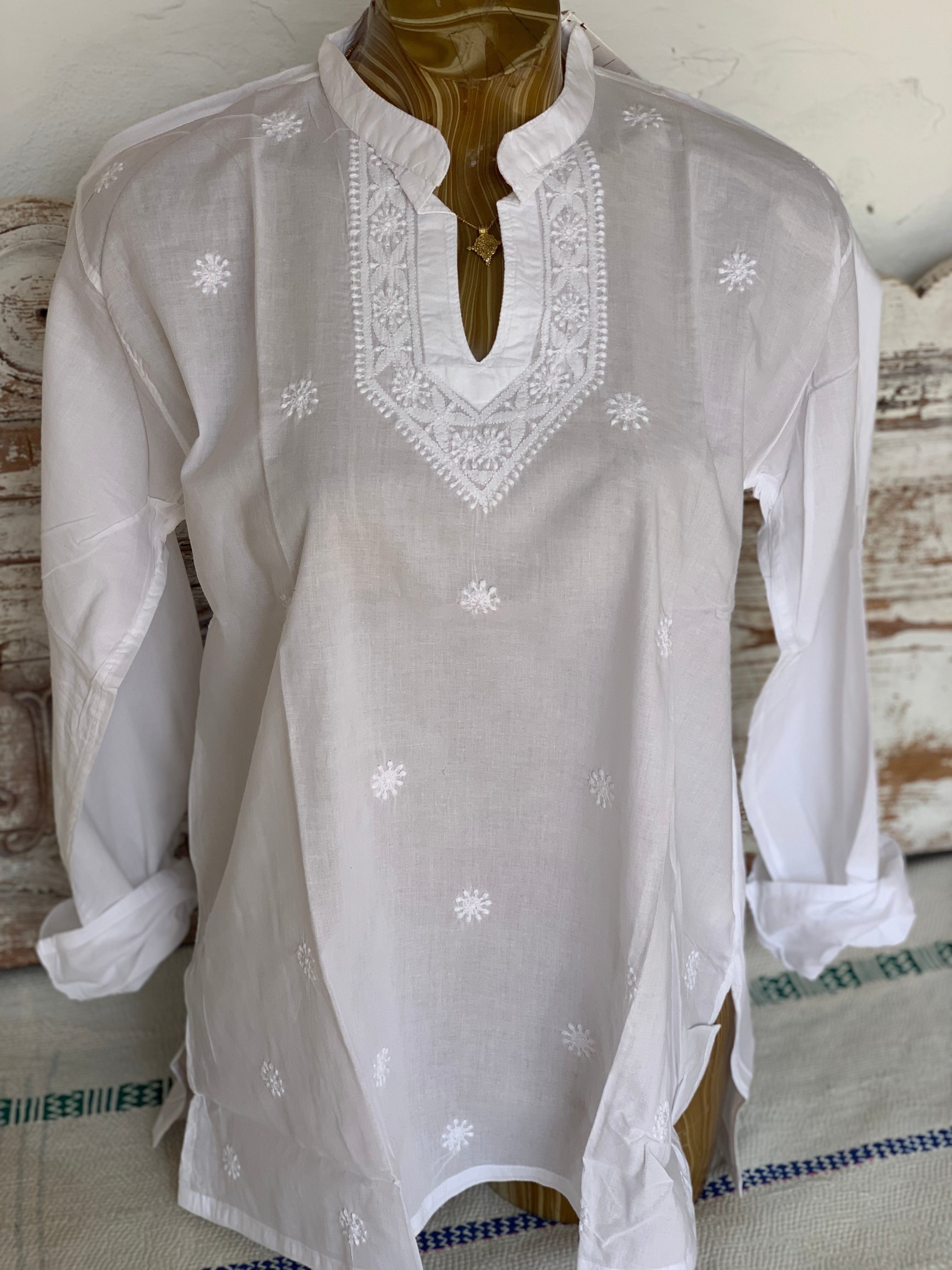 Hand Embroidered Chinese Kurta for Women - Elegant Blouse & Shirt for Festivals, Parties, and Casual Wear