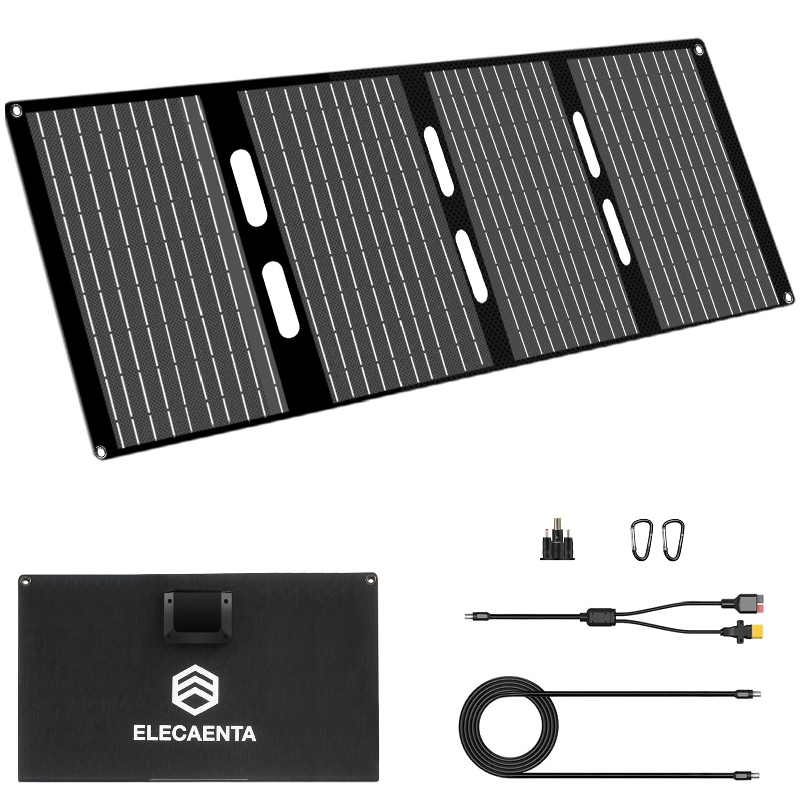60W Portable Solar Panel with USB C, USB A & DC 18V Output - IP68 Waterproof Foldable ETFE Solar Charger for Power Stations - Compatible with iPhone, Samsung - Perfect for Camping, Hiking & Outdoor Adventures