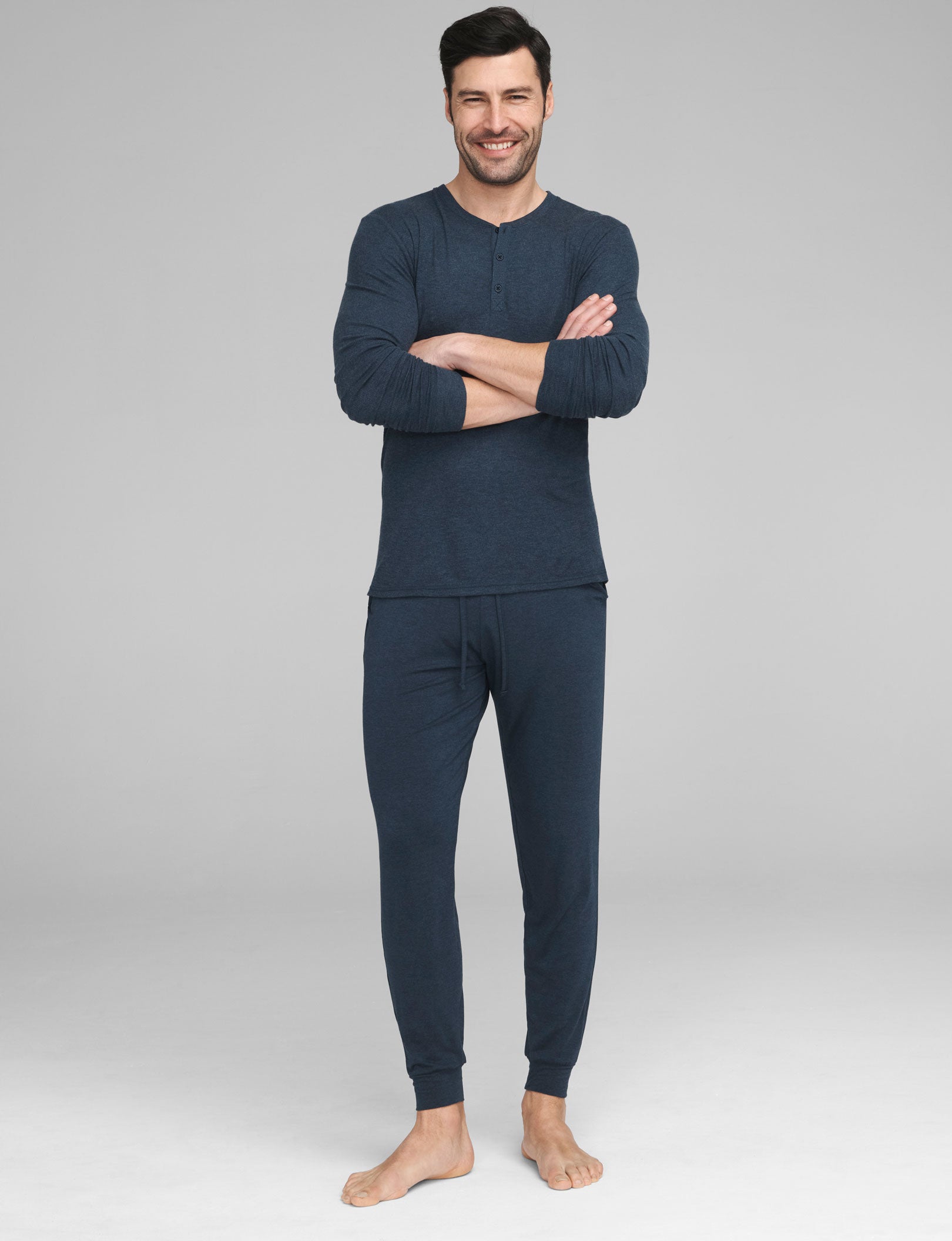 Men's Comfortable Lounge Henley Shirt - Soft Cotton Relaxed Fit for Casual Wear, Home Lounging & Outdoor Activities