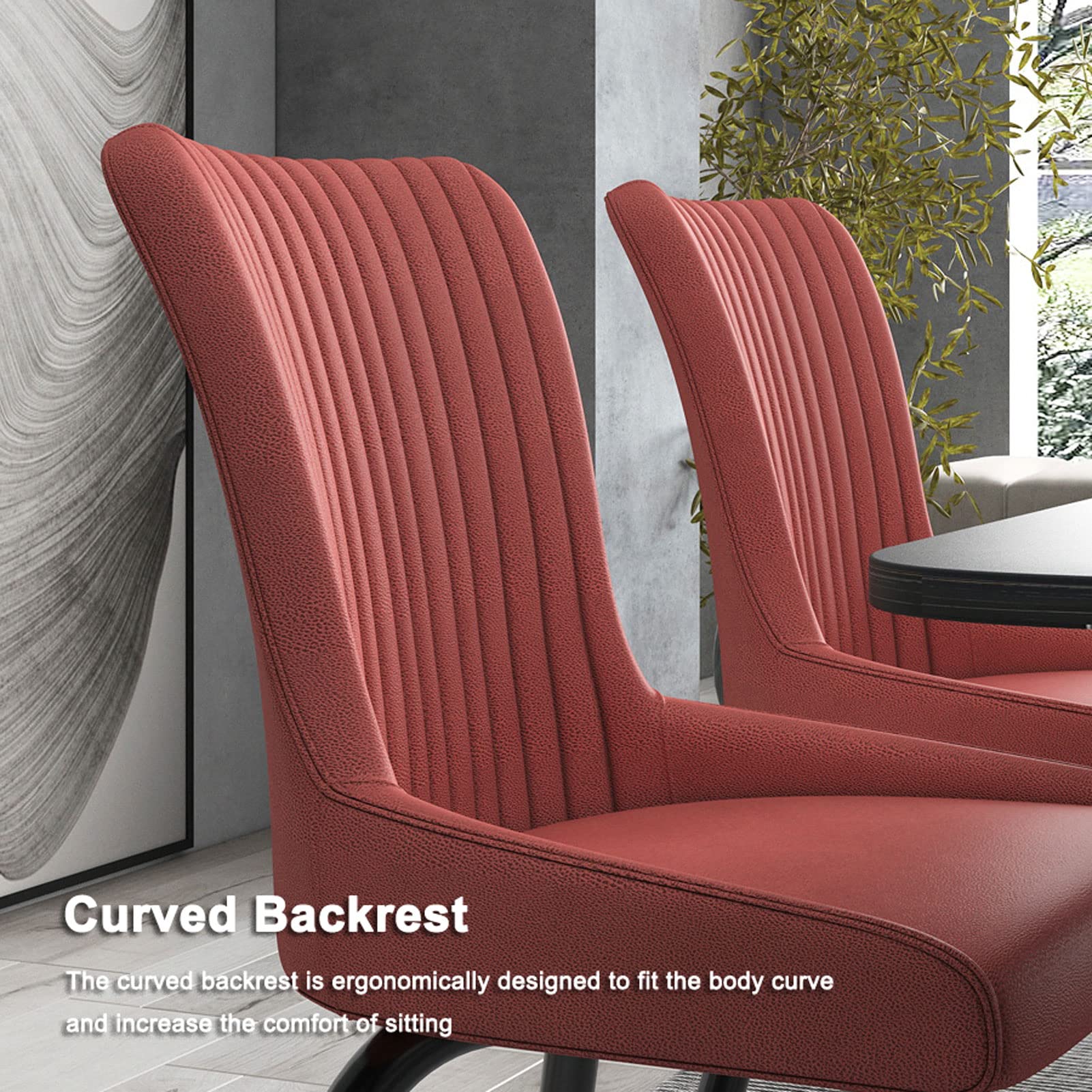 Modern Faux Leather Dining Chairs - Armless Counter Height Upholstered Lounge Chairs with Backrest, 200kg Weight Capacity - Perfect for Kitchen, Bar, Dining Room & Office Use
