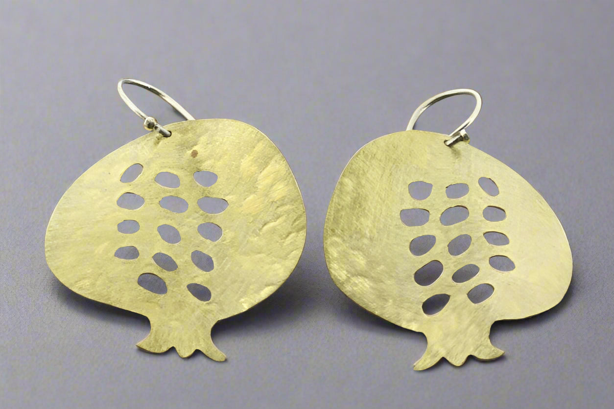 Stylish Pomegranate Drop Earrings in Brass & Silver - Perfect for Parties, Weddings & Everyday Wear