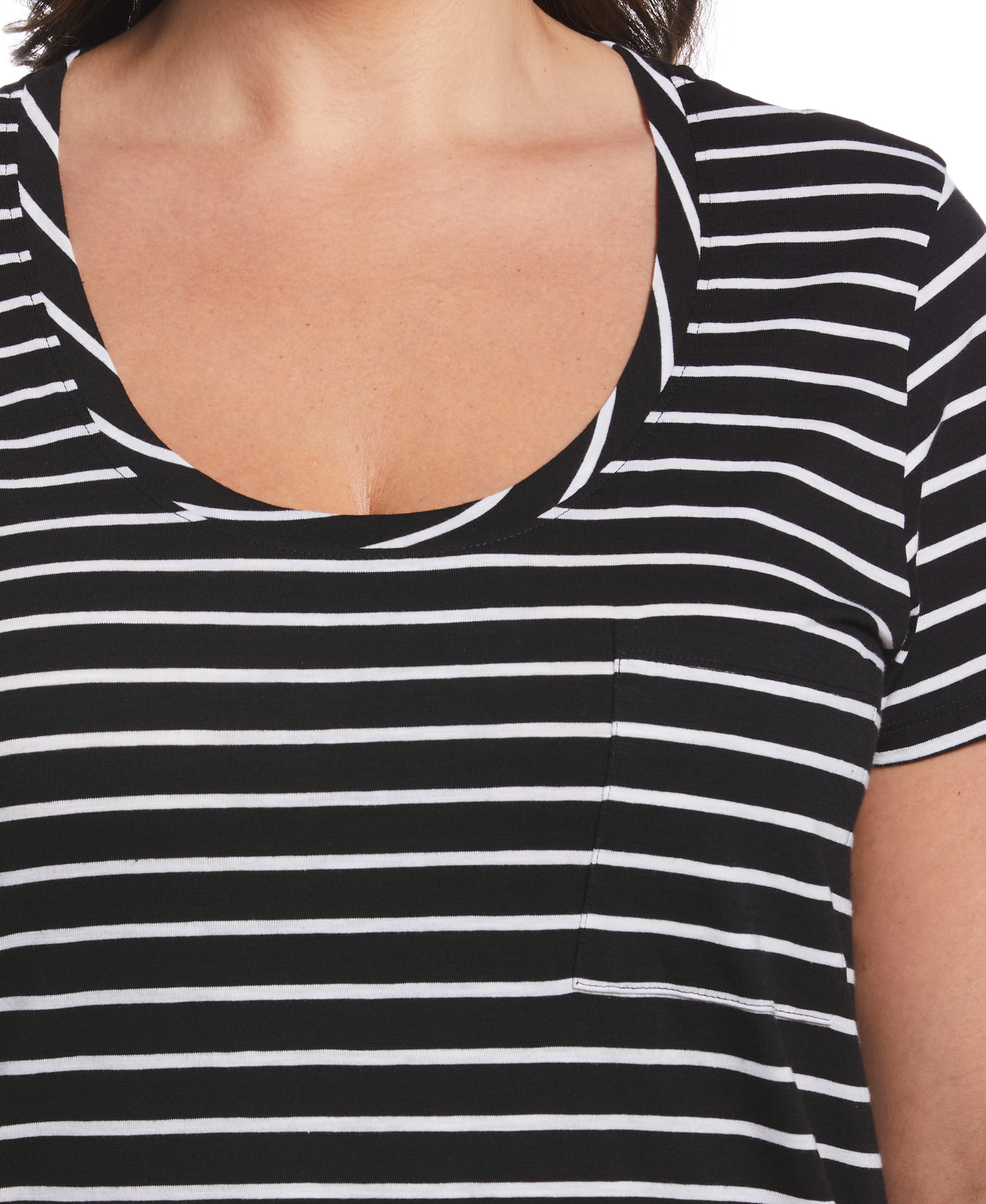 Plus Size Stripe Slub Tee - Women's Casual Loose Fit T-Shirt for Summer | Comfortable & Stylish for Everyday Wear, Outings, and Layering