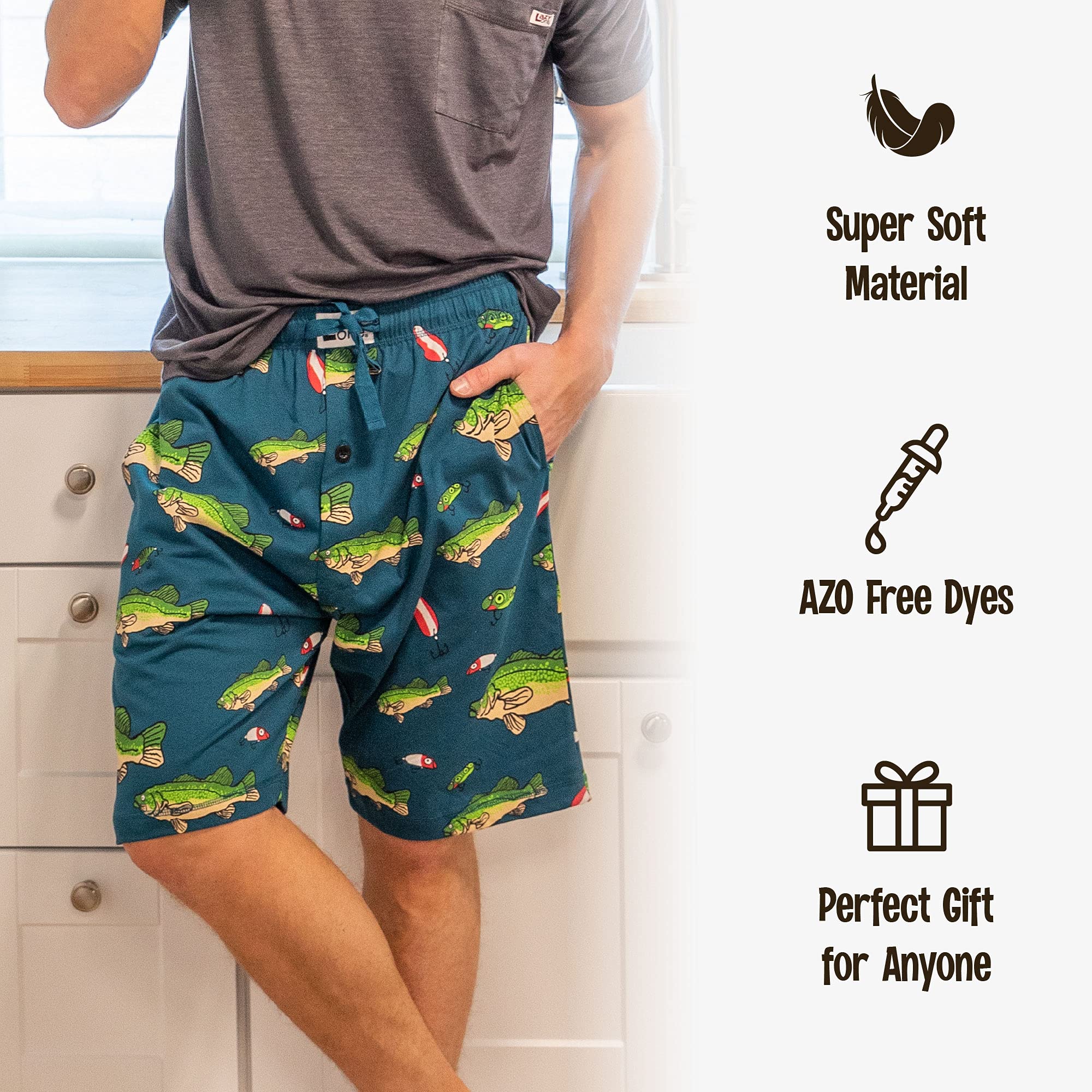 Lazy One Men's Pajama Shorts - Soft & Comfortable Sleepwear Bottoms for Lounge & Nighttime Relaxation