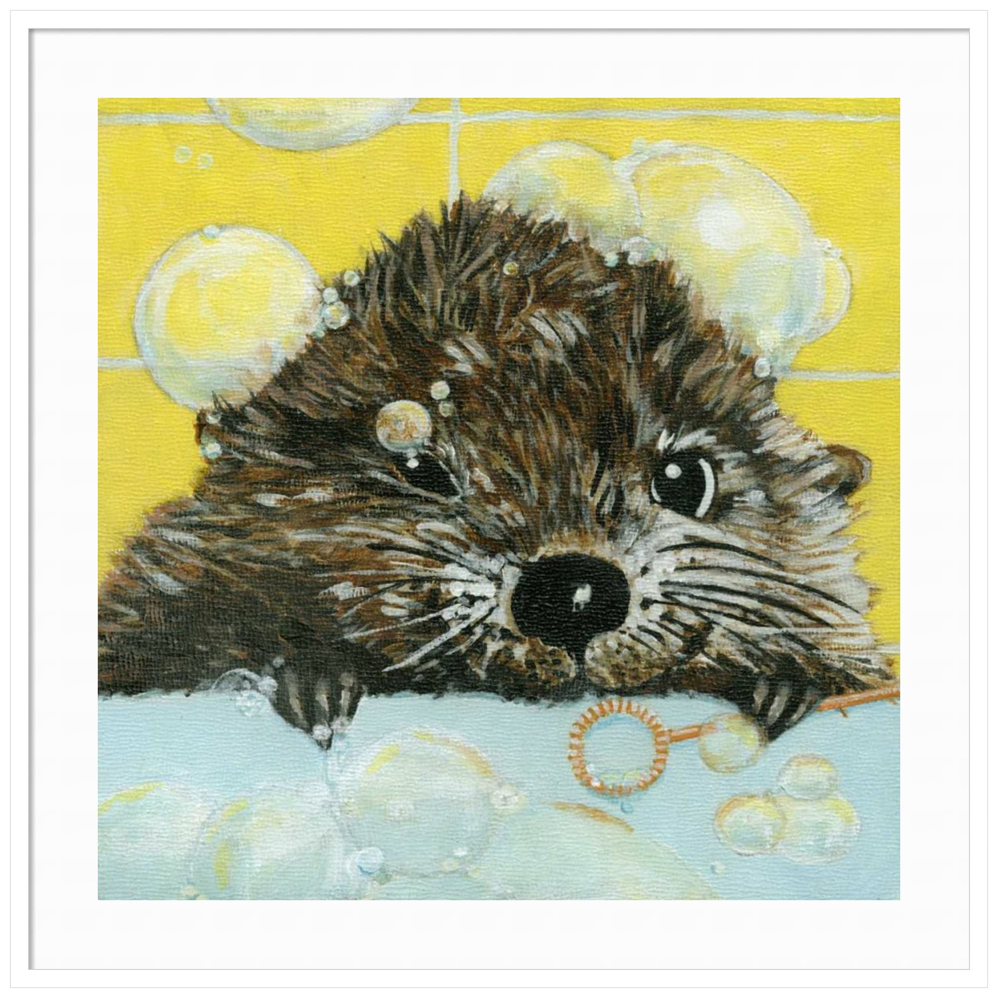 Amanti Art Bubbles - Olivia (Beaver) by Dlynn Roll Wood Framed Wall Art Print 41x41 Inches, Svelte White Frame - Perfect for Living Room, Bedroom & Office Decor