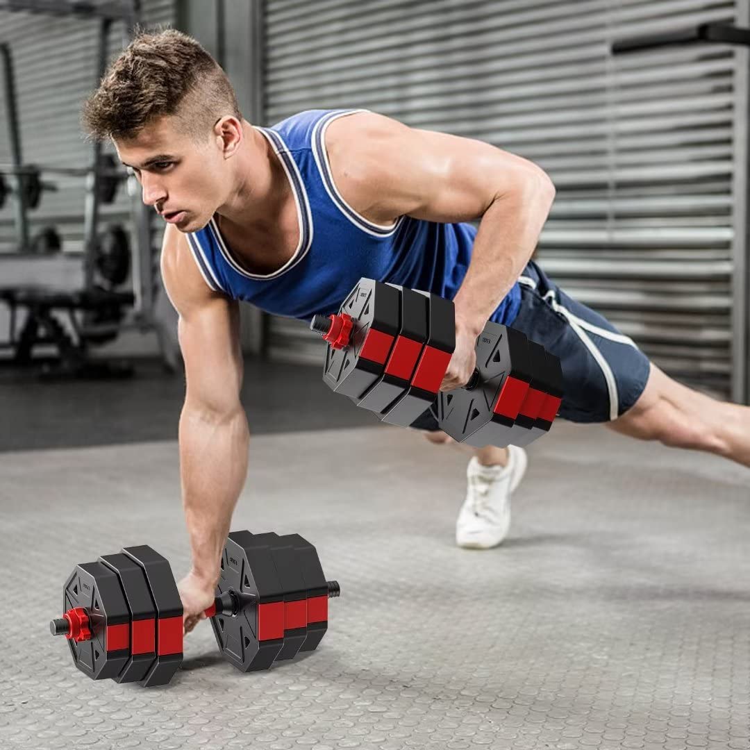 Adjustable Dumbbells Set 20 Lbs - Hexagon Non-Rolling Free Weights for Home Gym | Perfect for Strength Training, Workouts & Fitness Exercises