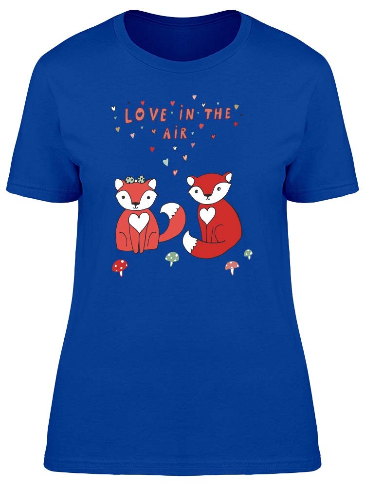 Cute Foxes Graphic T-Shirt for Women - Love In The Air Print - Casual & Comfortable Tee for Everyday Wear, Dates, and Outings