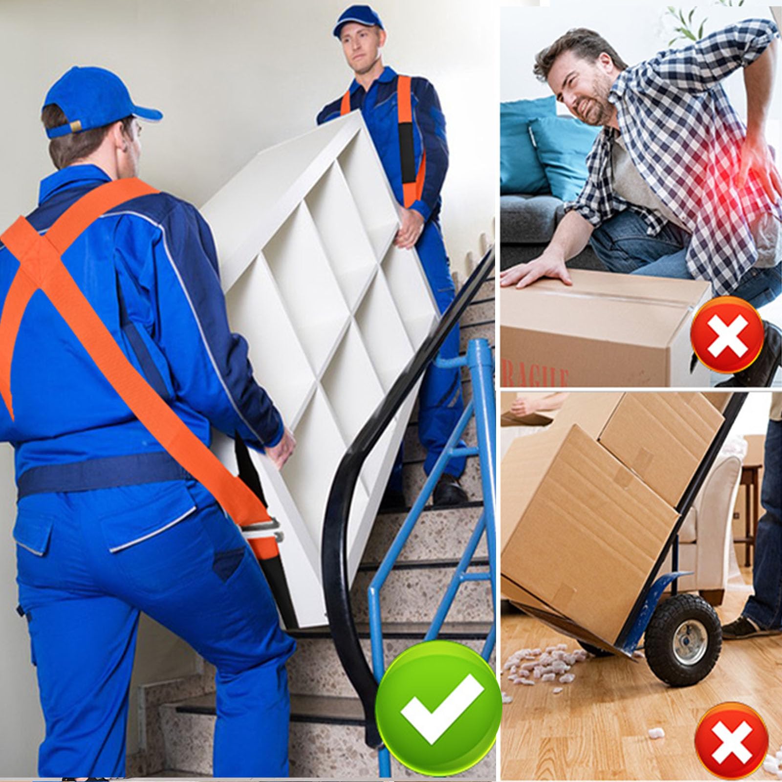 Adjustable Moving Straps for 2 People - Heavy Duty Furniture Lifting & Moving System - Shoulder Support for Furniture, Appliances, Mattresses - Holds Up to 800 lbs - Perfect for Home Moves, Warehouse Relocations & DIY Projects