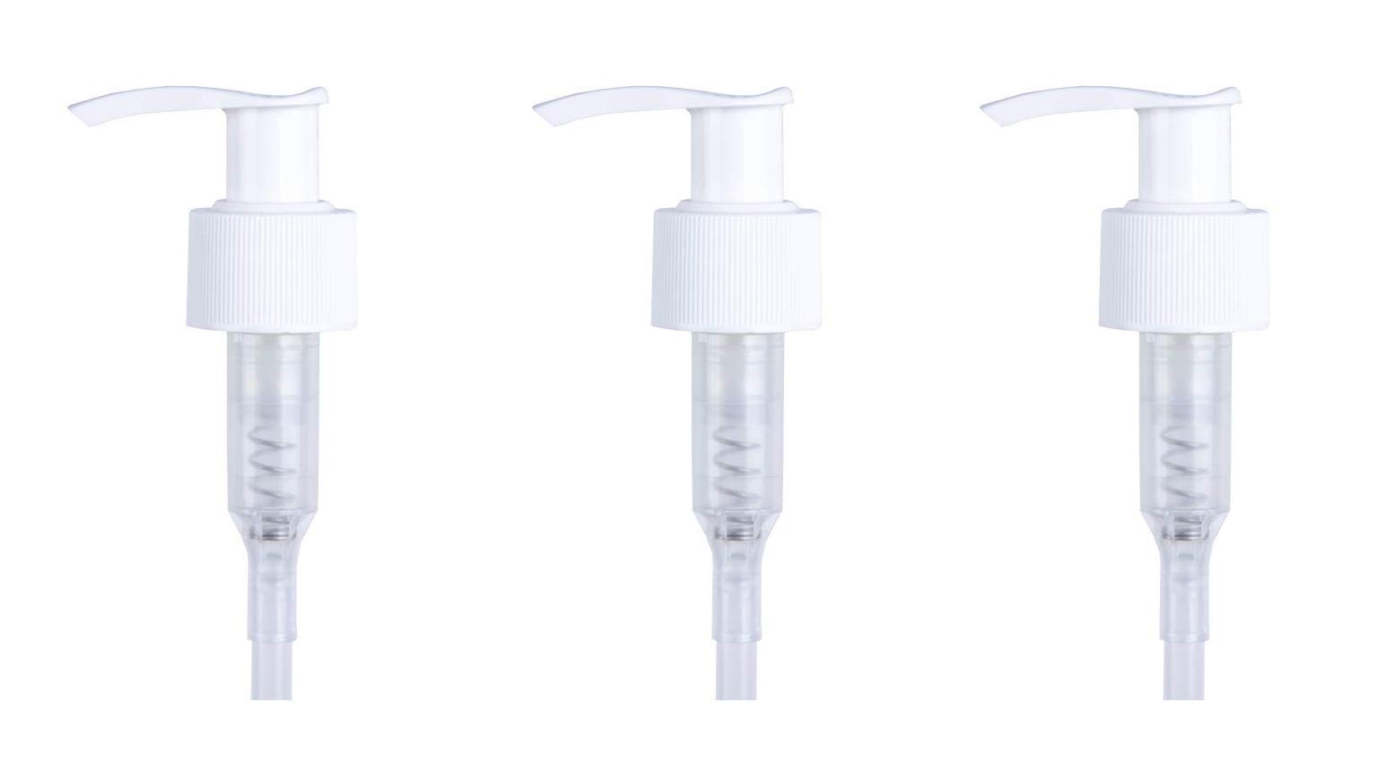 50 Pack White 24mm Threaded Locking Push Pumps for 24/410 Bottles - Leak-Proof Dispenser for Liquids, Perfect for Essential Oils, Lotions & Hand Sanitizers in Home, Salon or Travel Use