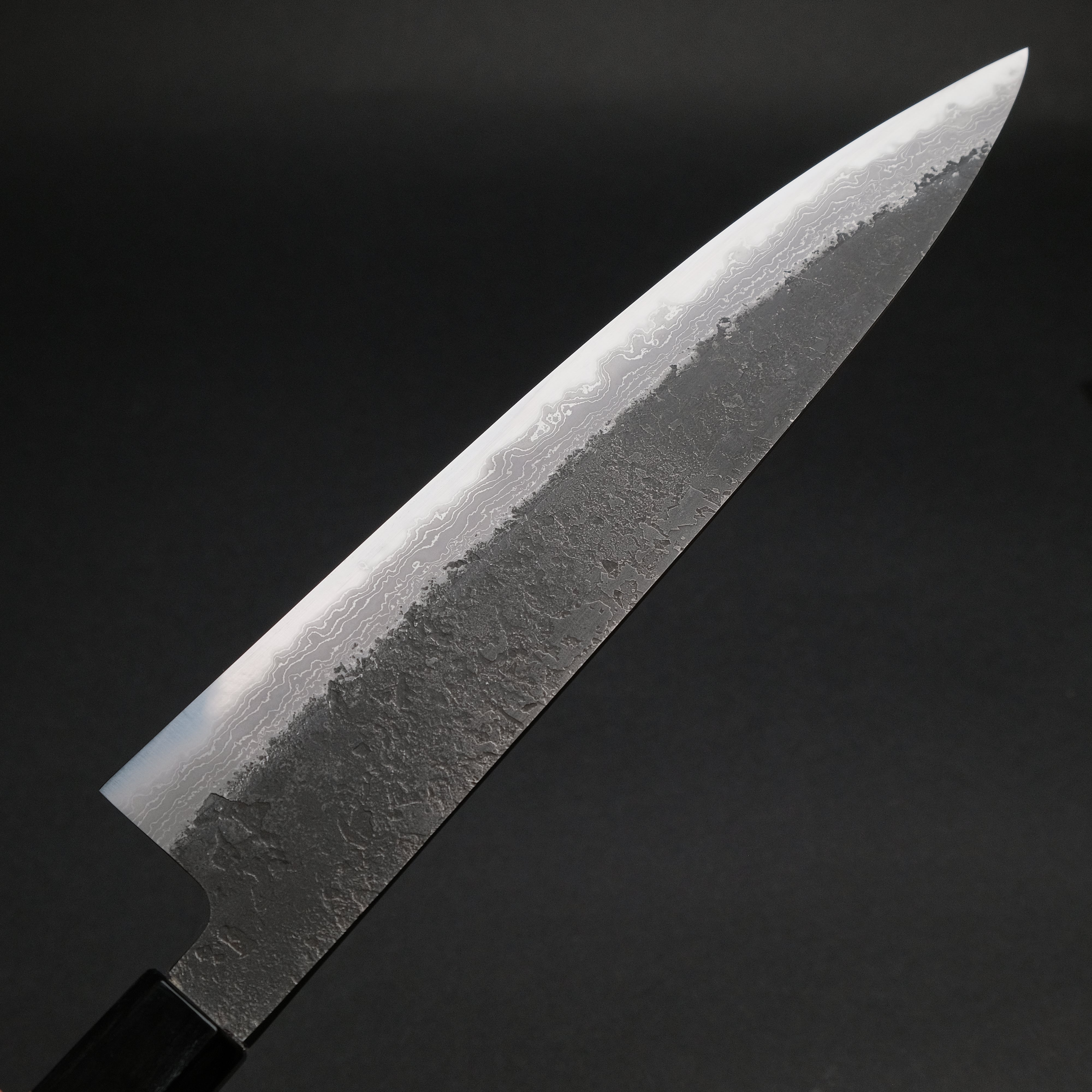 Premium Ajikataya White #2 Nashiji Damascus Gyuto 240mm Japanese Chef Knife - Olive Wood & Buffalo Horn Handle - Perfect for Sushi, Meat Slicing & Professional Kitchen Use