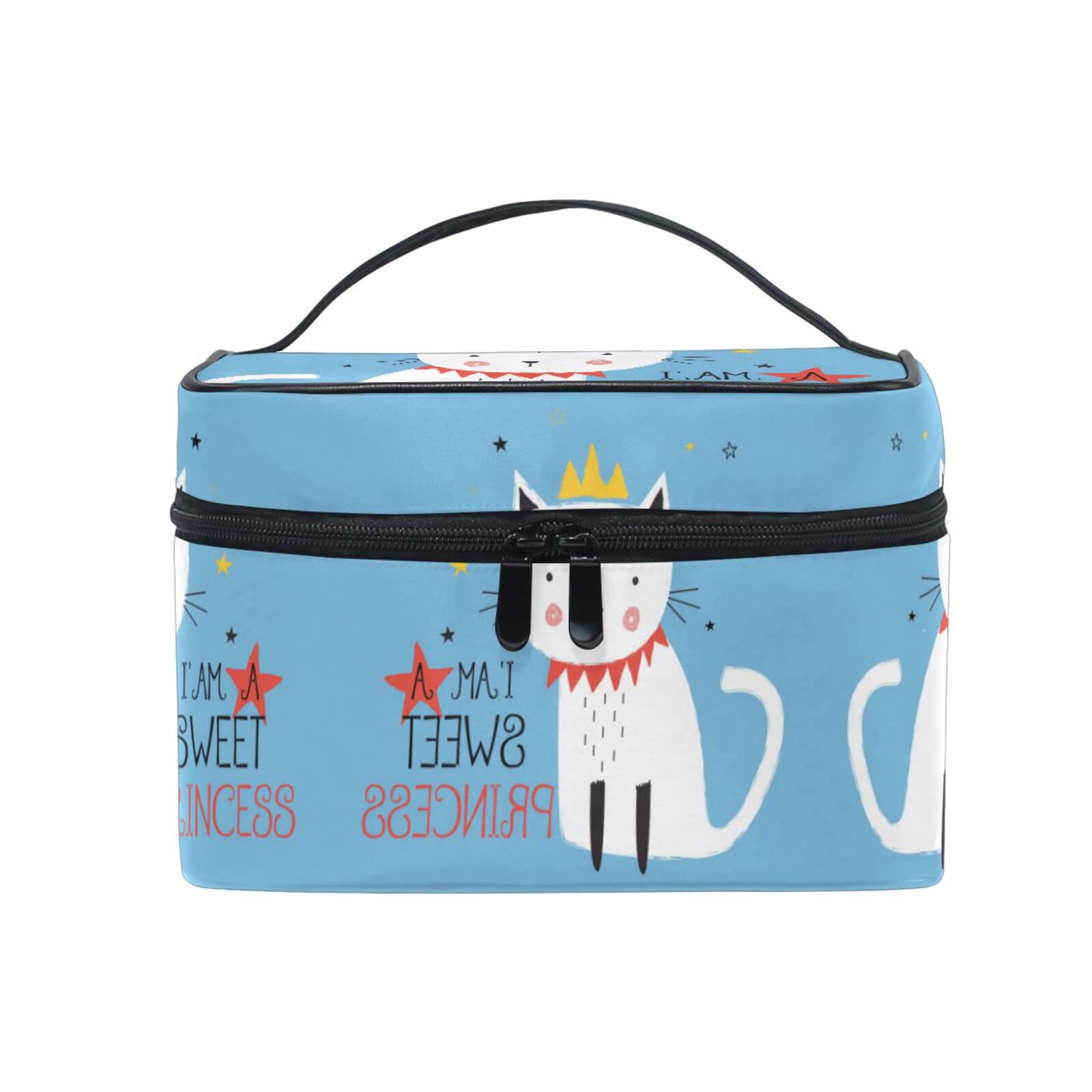 Cute Sweet Princess Cat Cosmetic Bag Organizer - Zippered Makeup Pouch & Toiletry Case for Women & Girls | Perfect for Travel, Gym, and Daily Essentials Storage