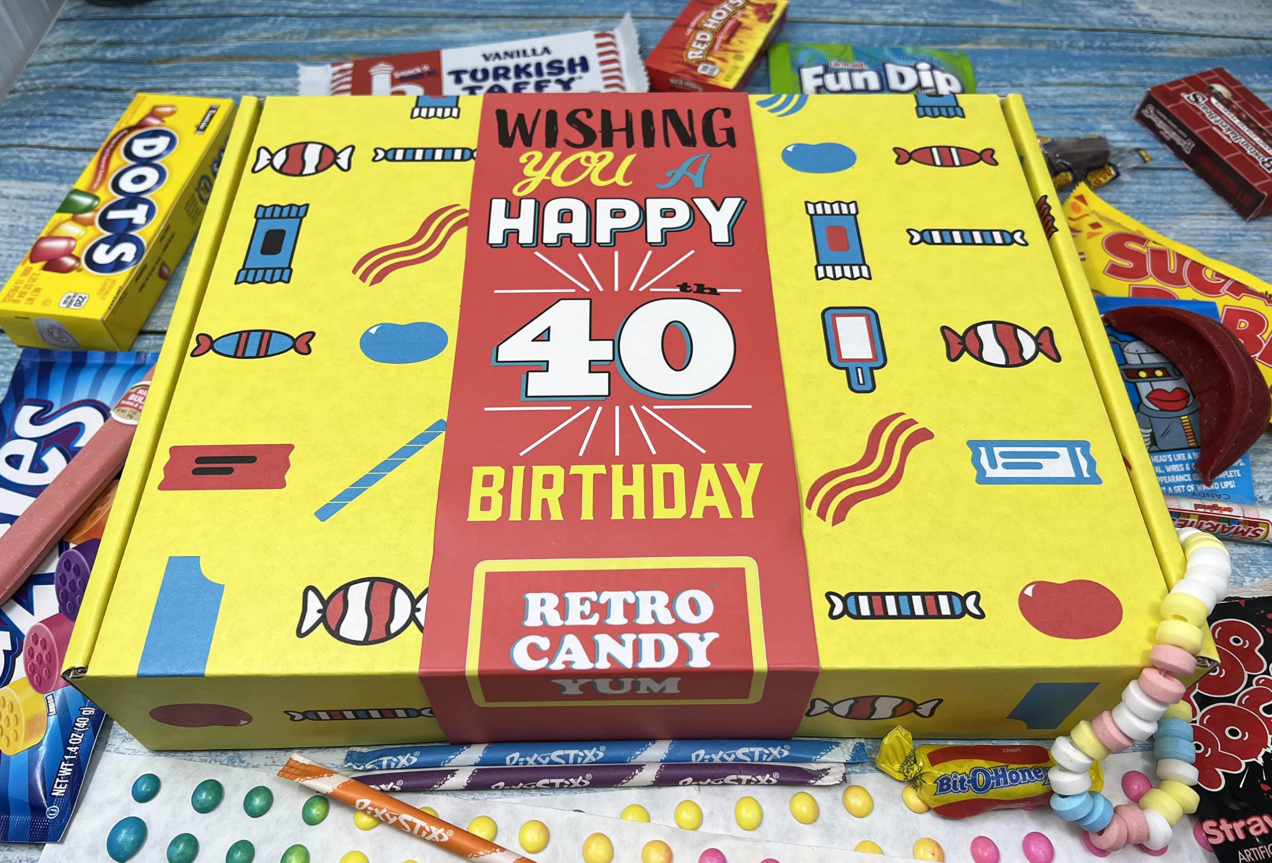 Woodstock Candy 40th Birthday Gift Basket - Nostalgic Retro Candy Box for Men & Women - Perfect for Birthday Parties, Anniversary Celebrations & Surprise Gifts