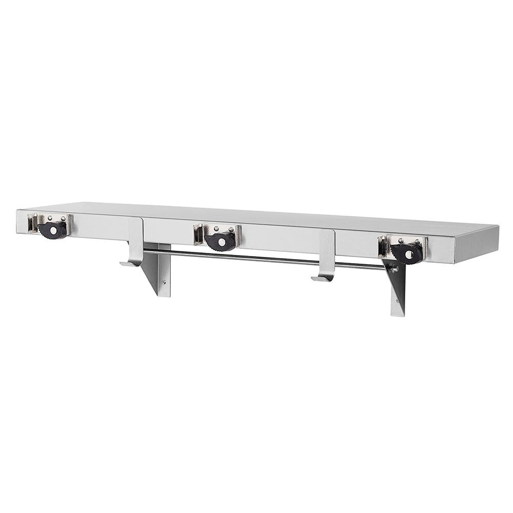 Bradley 9983 000 Utility Shelf with 2 Hooks & 3 Holders - Satin Finish - Perfect for Kitchen, Bathroom & Garage Organization