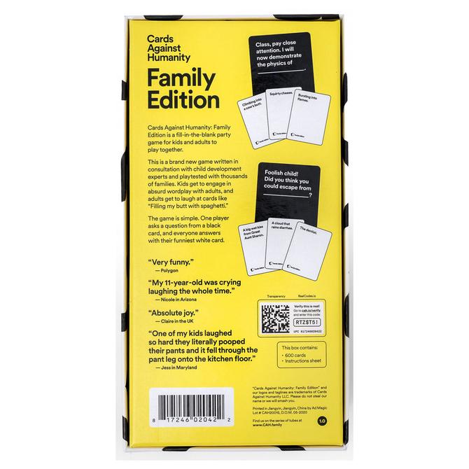 Cards Against Humanity Family Edition - Fun & Hilarious Party Card Game for Adults & Teens | Perfect for Game Nights, Gatherings & Family Bonding
